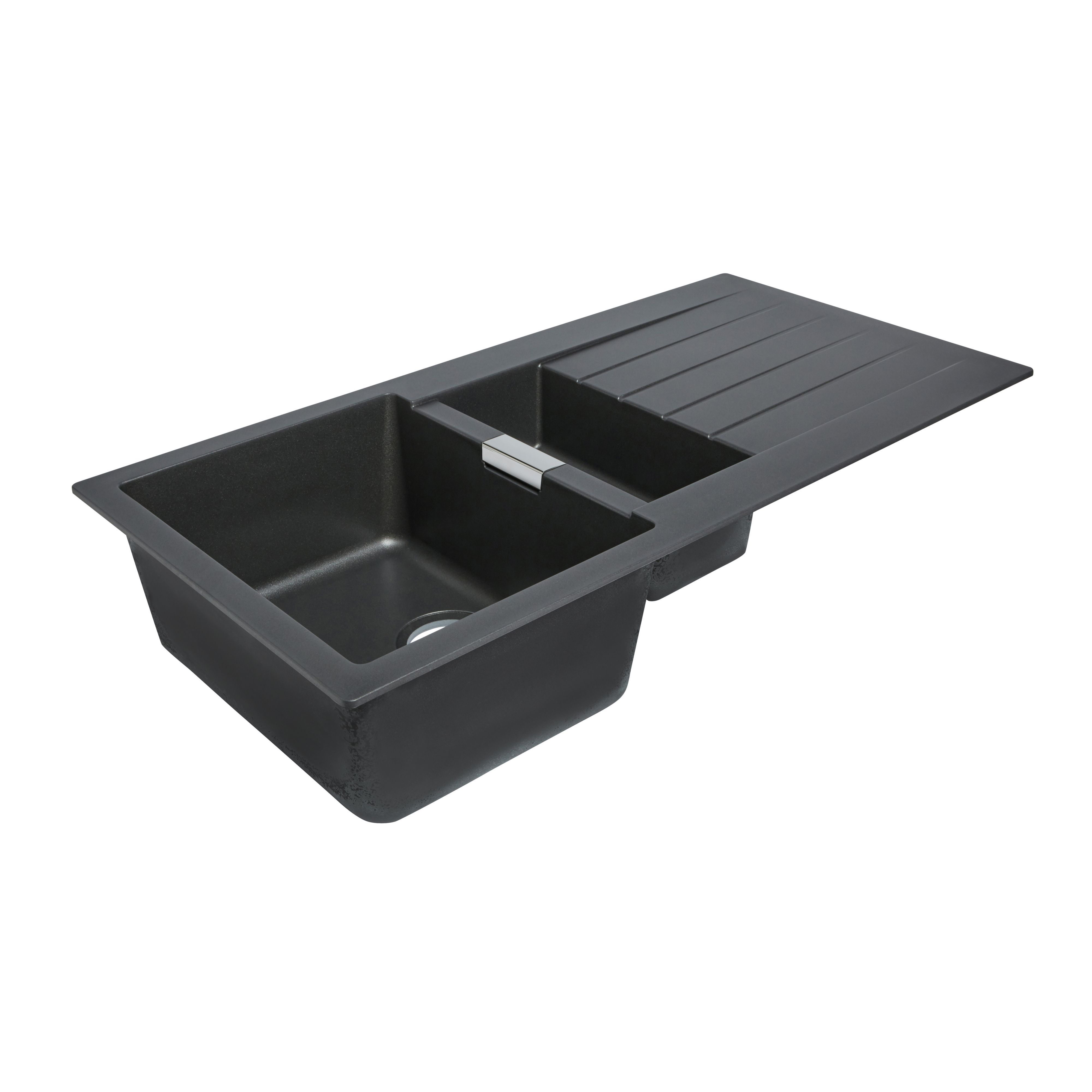 Cooke & Lewis Galvani Grey Composite quartz 1.5 Bowl Sink & drainer 500mm x 1000mm