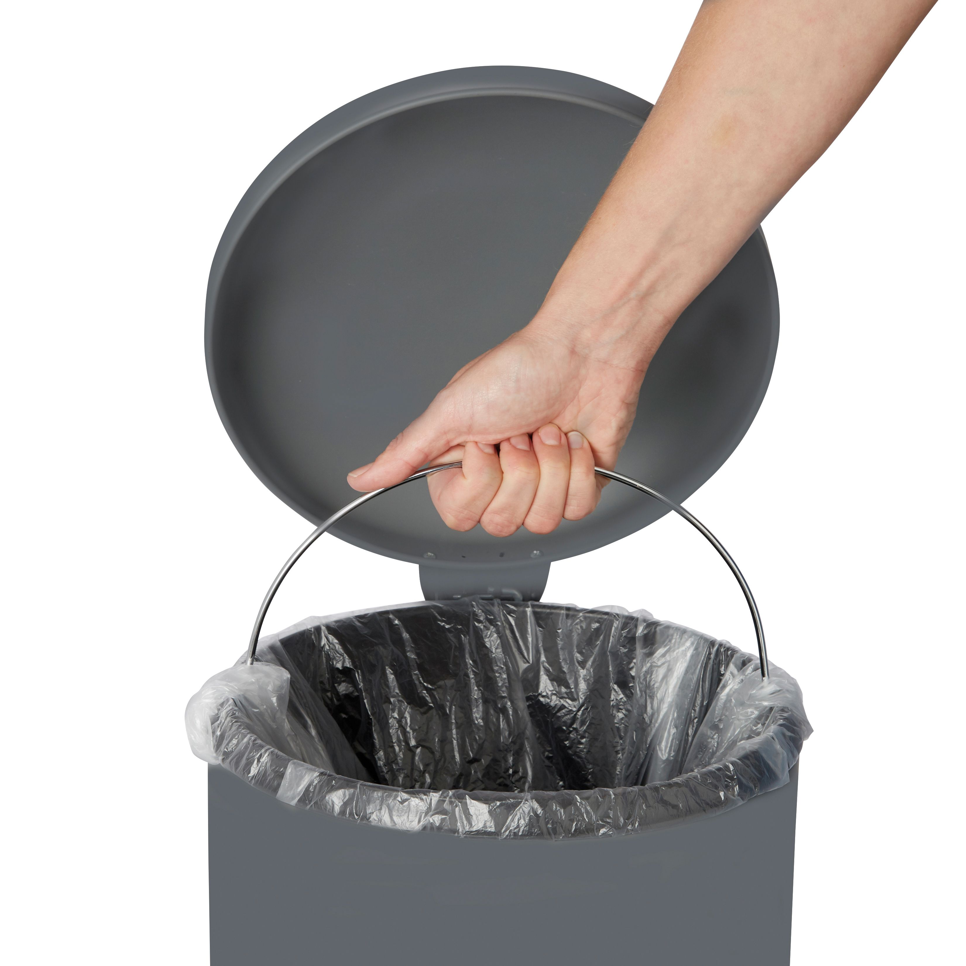 Cooke & Lewis Gerra Grey Metal Pedal Bin - 30L
