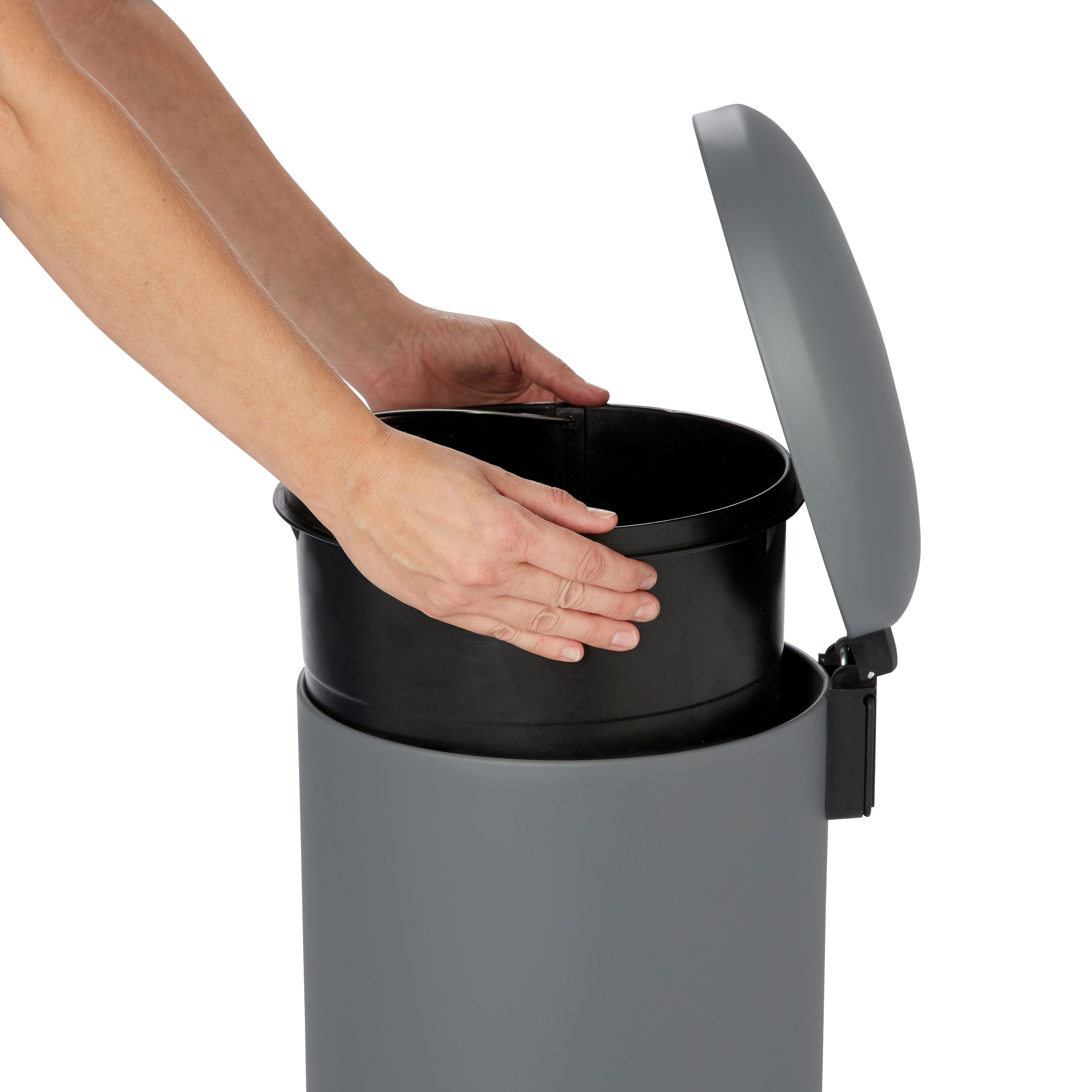Cooke & Lewis Gerra Grey Metal Pedal Bin - 30L
