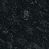 Cooke & Lewis Gloss Black Stone effect Round edge Laminate Bathroom Worktop 2.8cm x 36.5cm x 200cm