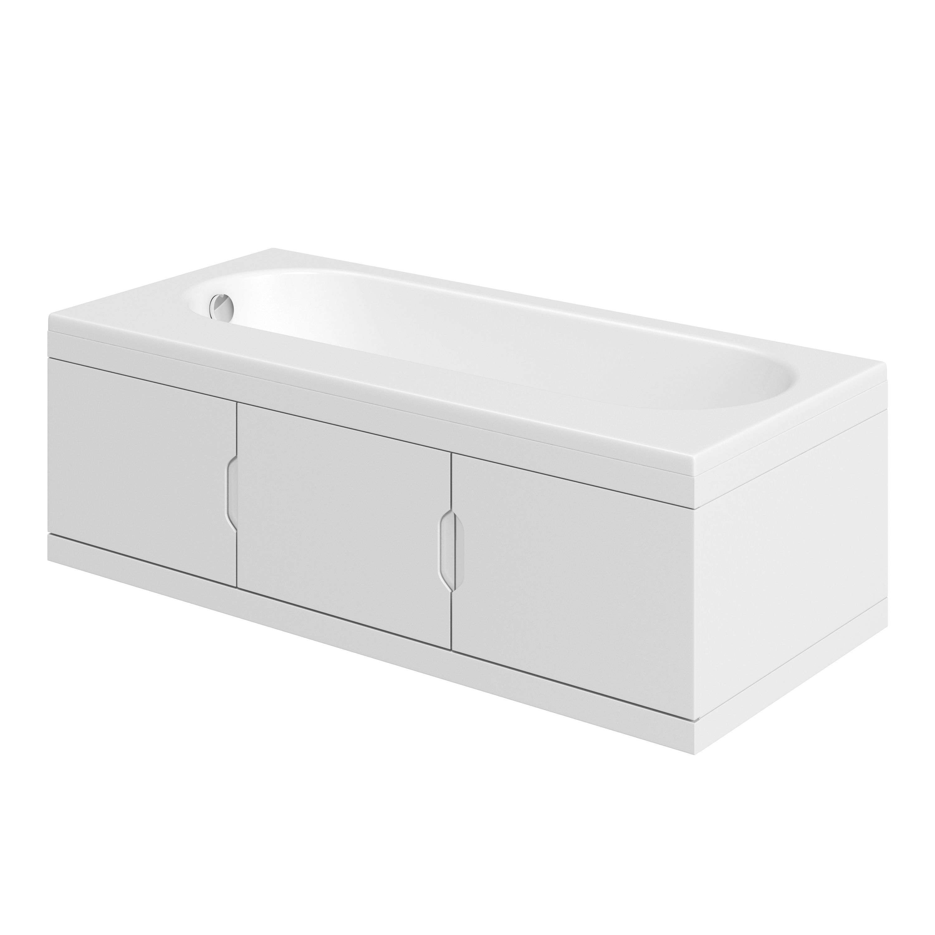 Cooke Lewis Gloss White Left Handed Straight Bath Storage Unit End Panel Kit Tradepoint