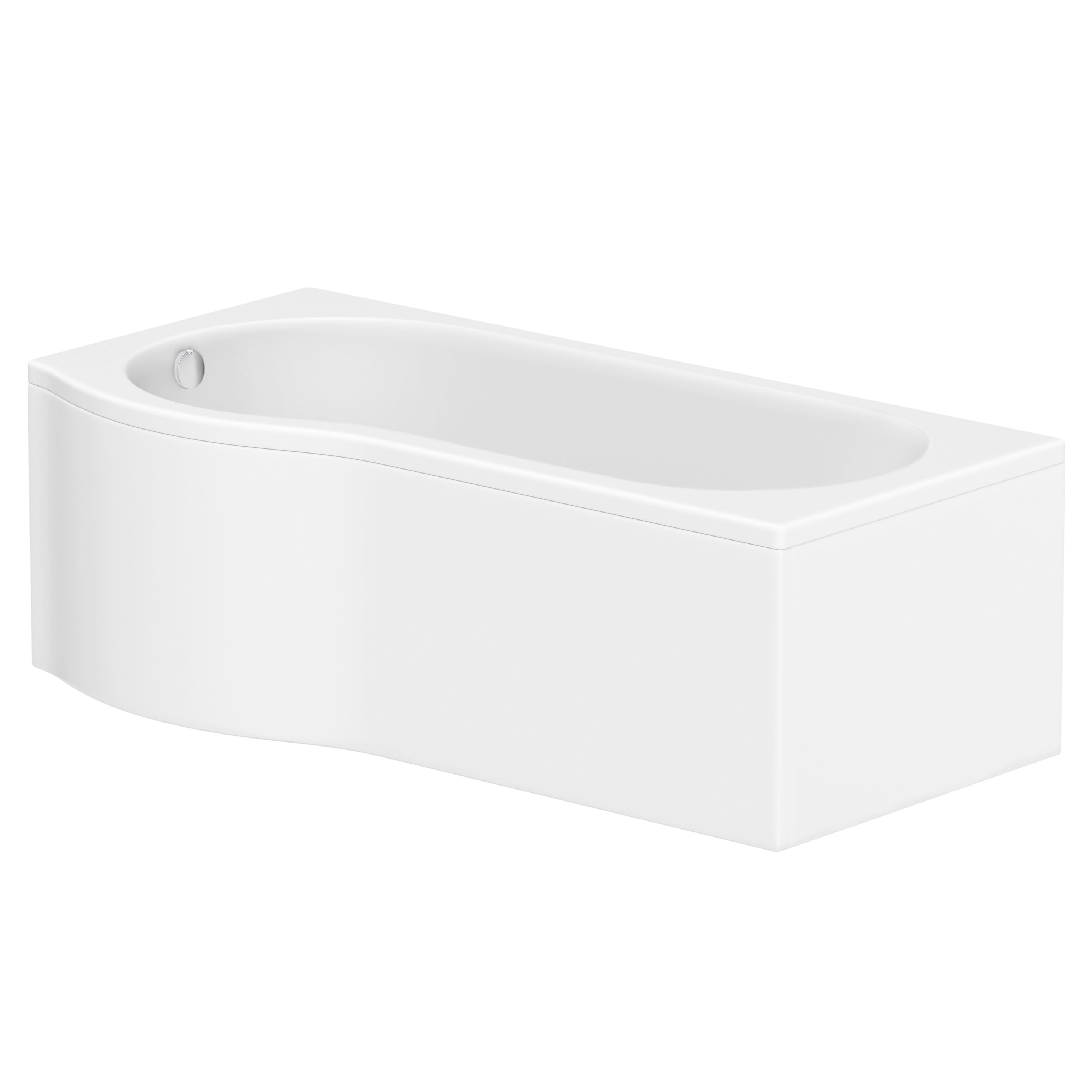 Cooke & Lewis Gloss White Modern Acrylic P-shaped Left-handed Shower bath (L)1700mm