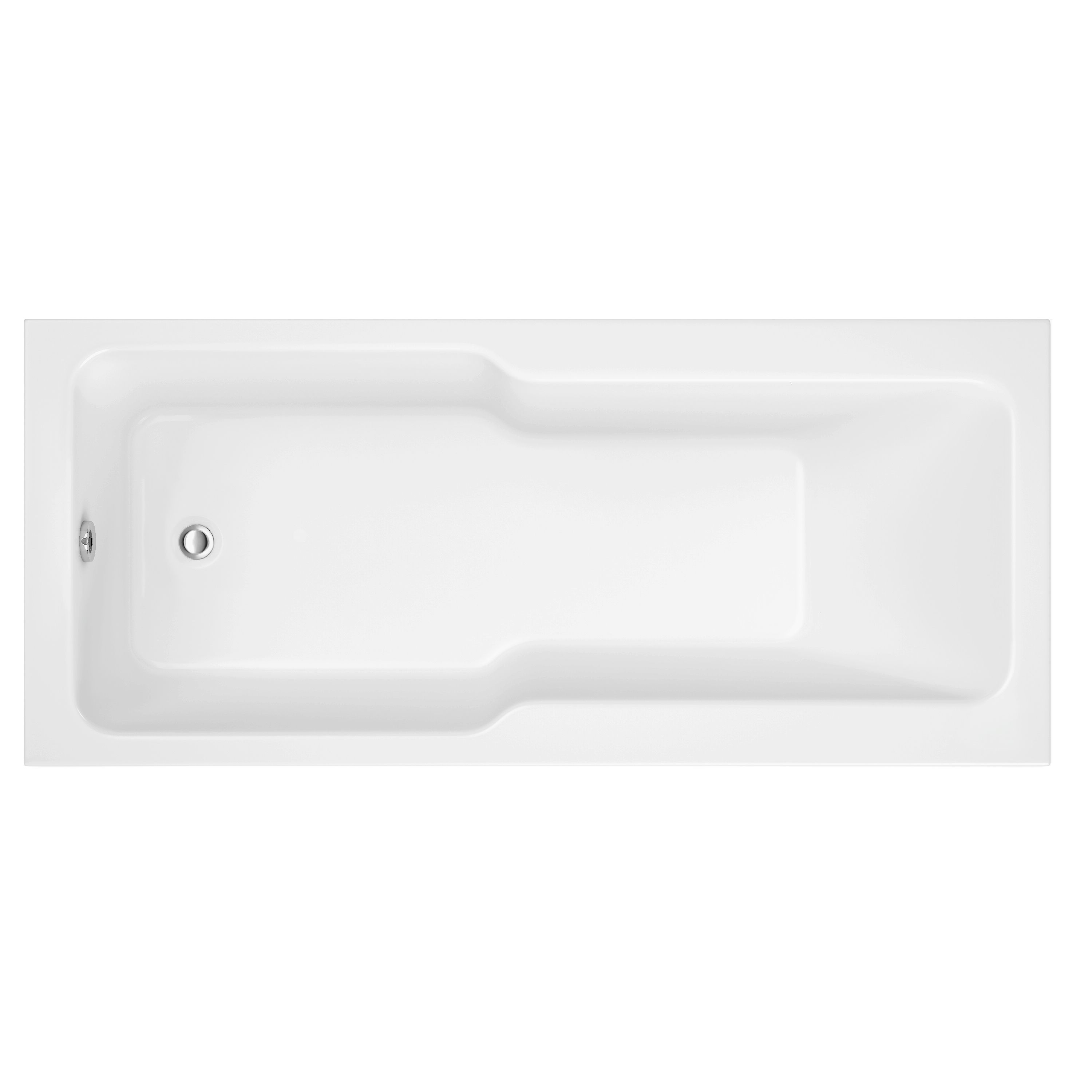 Cooke & Lewis Gloss White Modern Acrylic Rectangular Shower Bath (L)1700mm (W)750mm