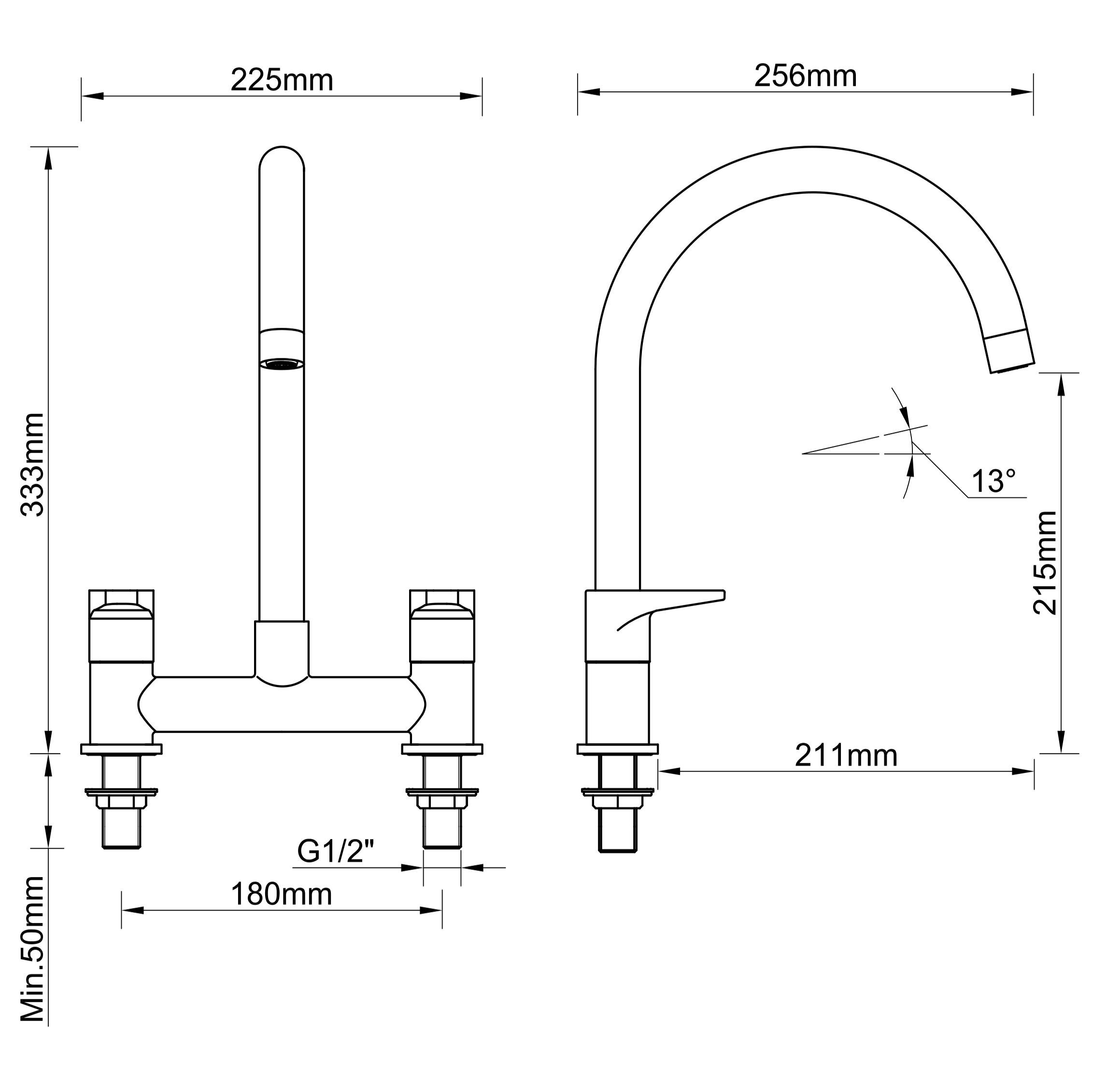 Cooke & Lewis Gordale Chrome effect Kitchen Bridge mixer Tap