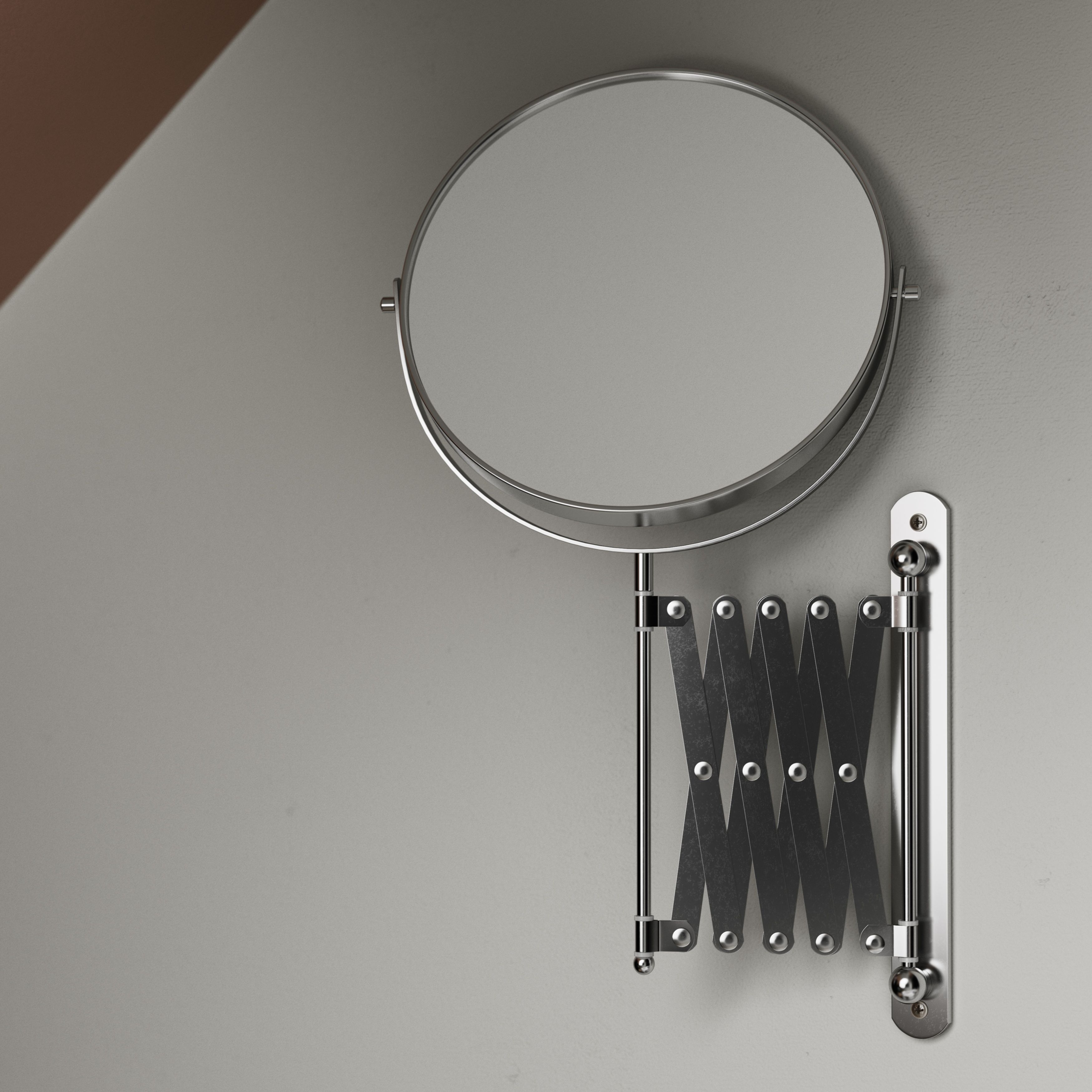 Cooke & Lewis Greenhill Chromée Round Wall-mounted Bathroom Mirror (H)40.5cm (W)22.5cm
