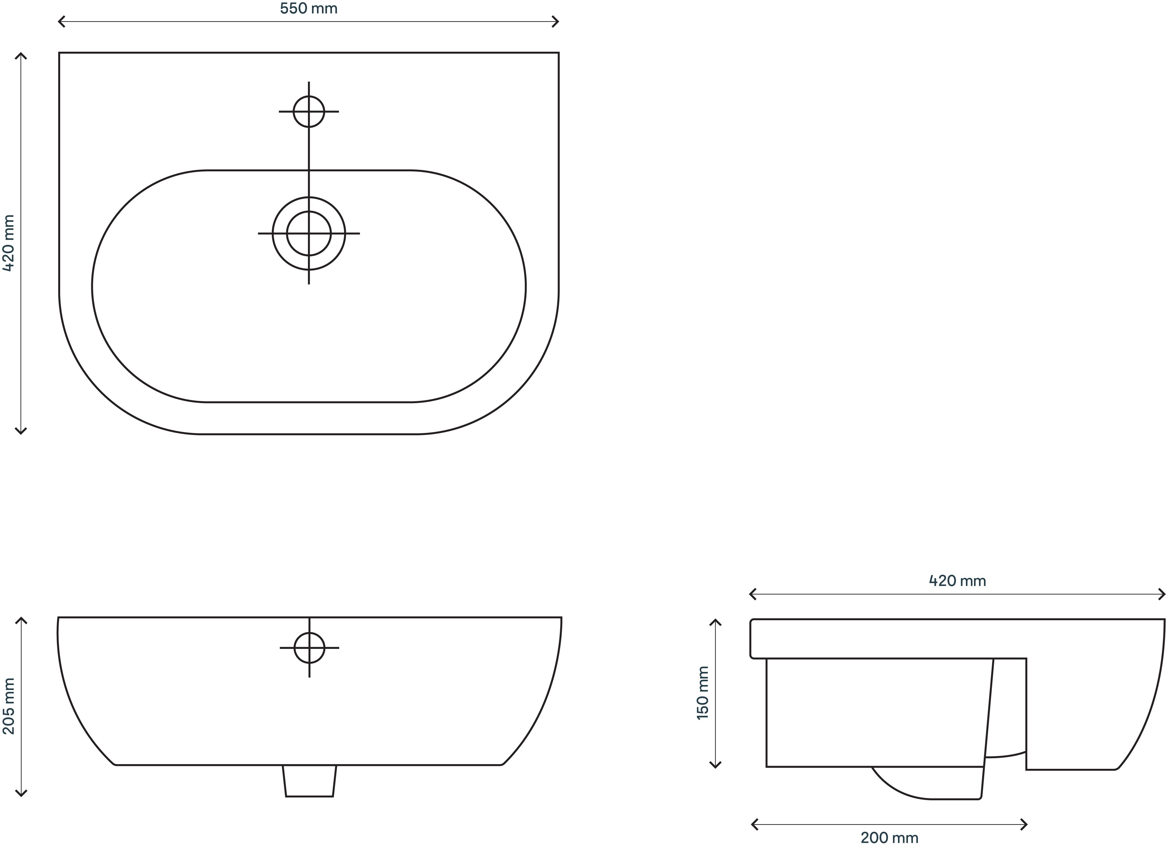 Cooke & Lewis Helena White Semi-recessed Basin (W)55cm
