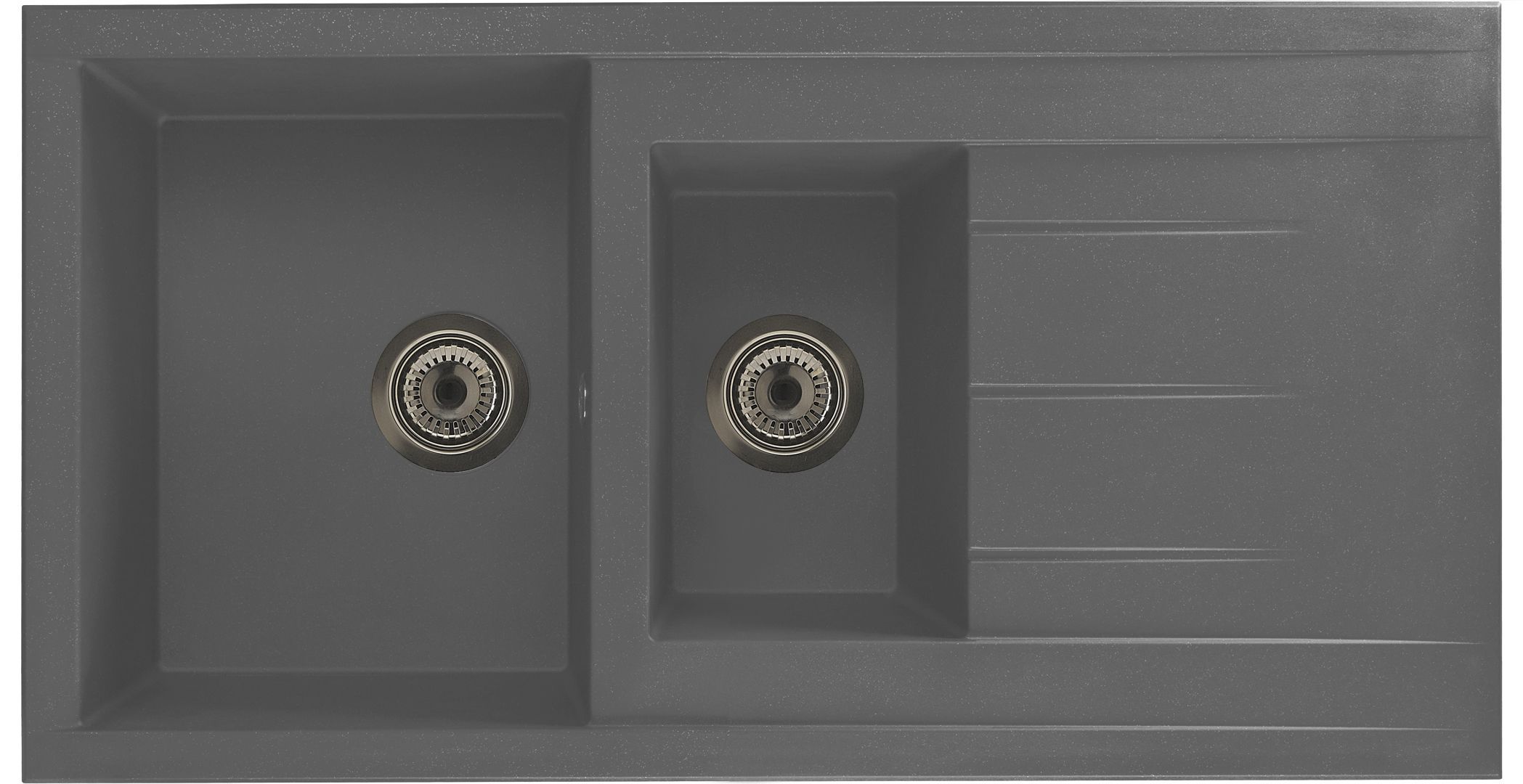 Cooke & Lewis Ising Grey Resin 1.5 Bowl Sink & drainer 500mm x 1000mm