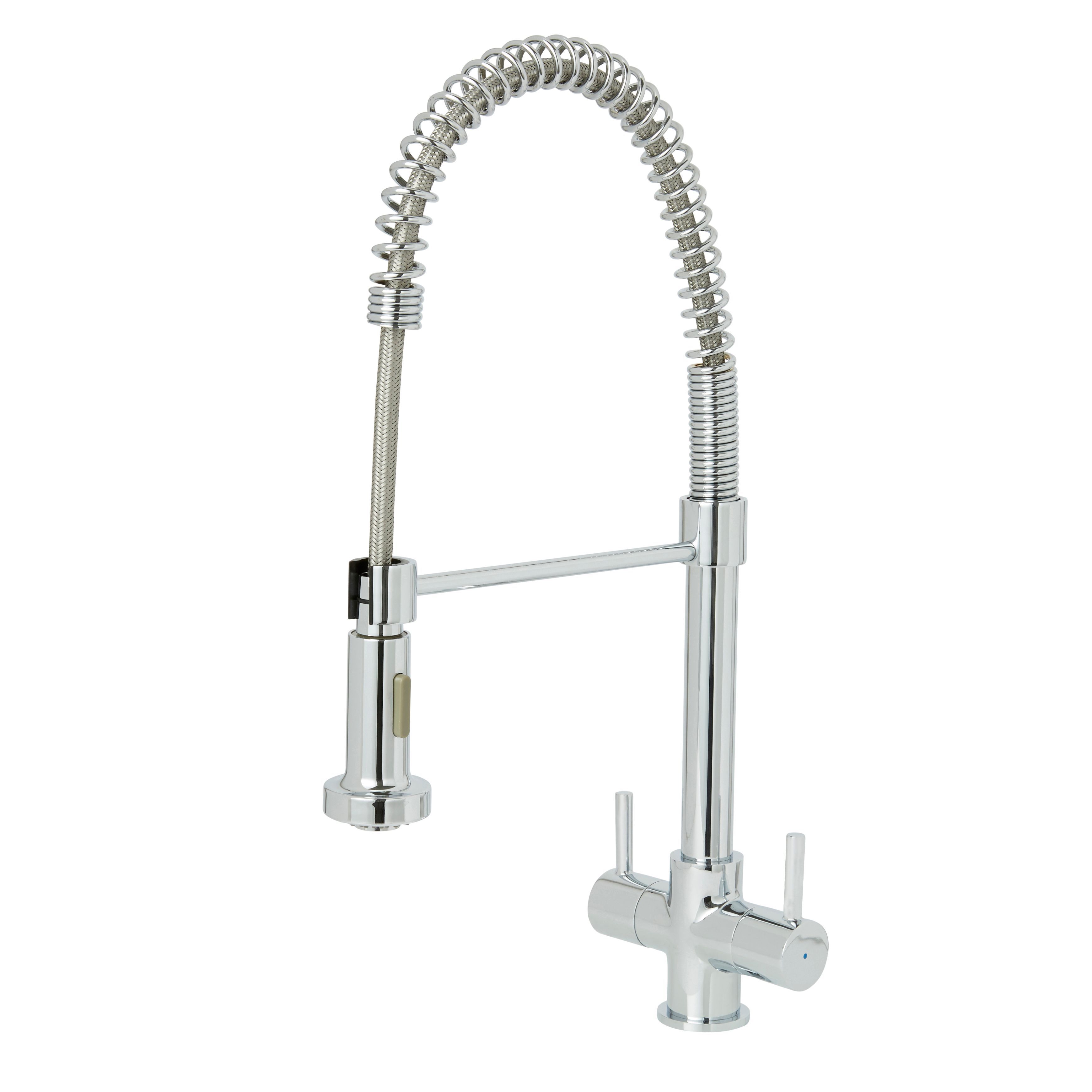 Cooke & Lewis Ithaca Chrome Effect Kitchen Twin Lever Mixer Tap ...