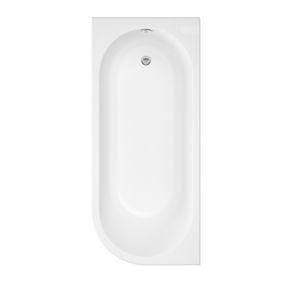 Cooke & Lewis J-Shaped Oval Left-handed Curved Bath with 0 Tap holes (L)170cm (W)75cm