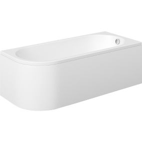 Cooke & Lewis J-Shaped White Oval Right-handed Curved Bath with 0 Tap holes (L)169.5cm (W)74.5cm