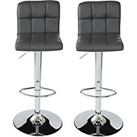 Cooke & Lewis Lagan Grey Adjustable Swivel Bar stool, Pack of 2