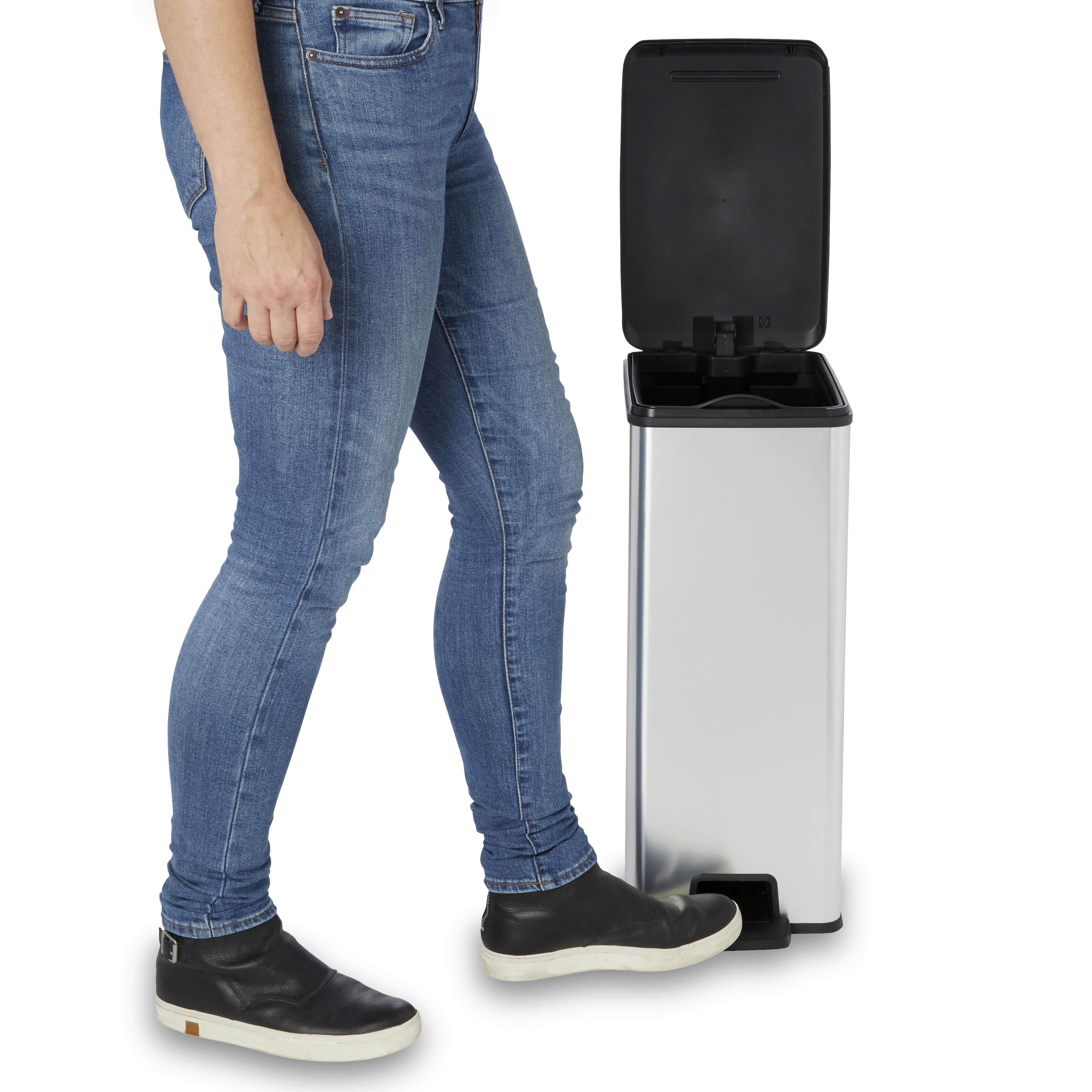 Cooke & Lewis Lantana Metal effect Plastic Pedal Bin - 40L