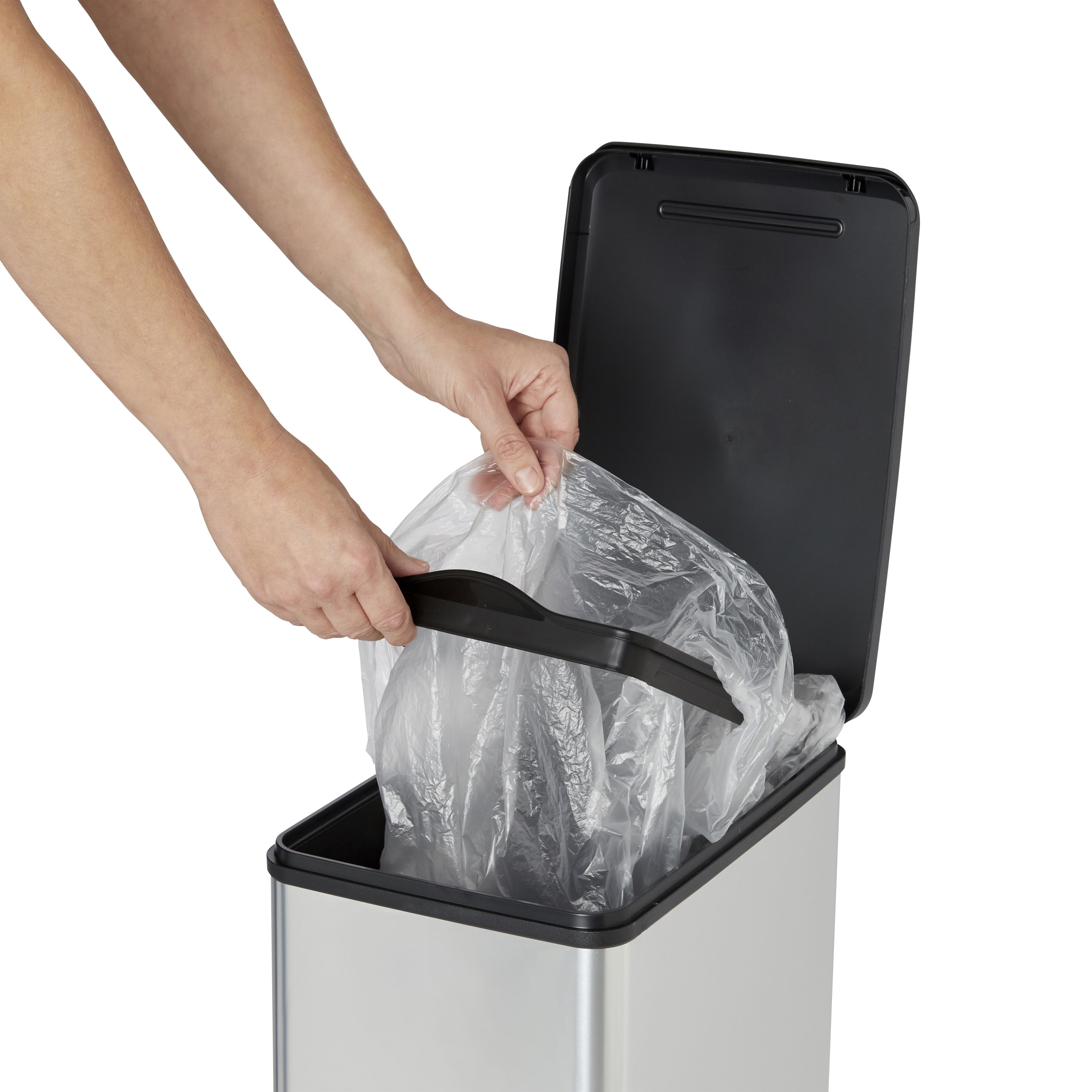 Cooke & Lewis Lantana Metal effect Plastic Pedal Bin - 40L