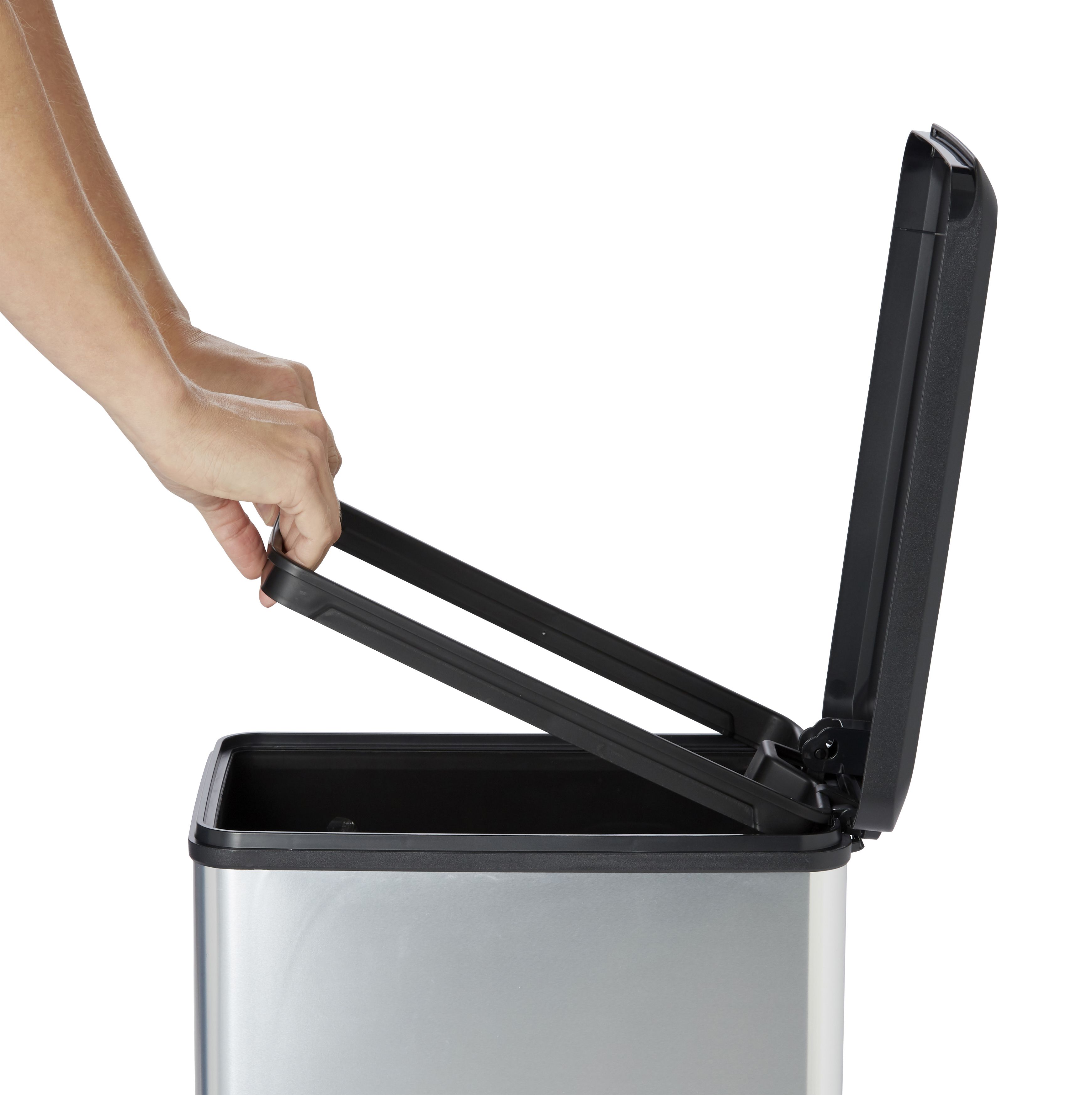 Cooke & Lewis Lantana Metal effect Plastic Pedal Bin - 40L