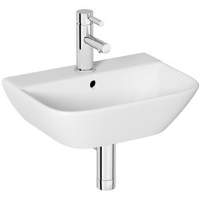 Cooke & Lewis Lanzo White Square Wall-mounted Cloakroom Basin (W)45cm