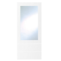 Cooke & Lewis Matt White Slab Glazed door & drawer front, (W)500mm (H)1162mm (T)18mm