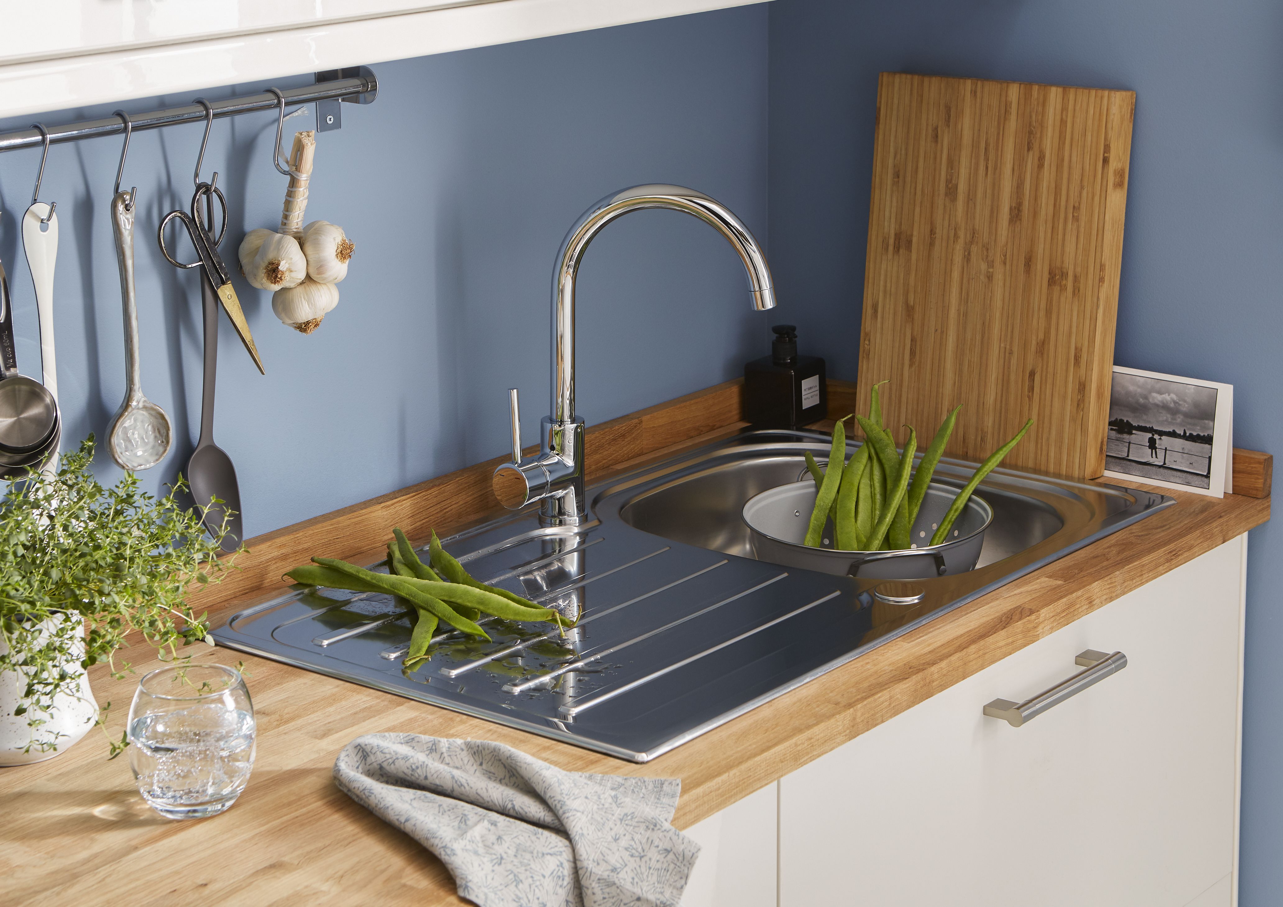 Cooke & Lewis Nakaya Polished Inox Stainless steel 1 Bowl Sink & drainer 500mm x 860mm