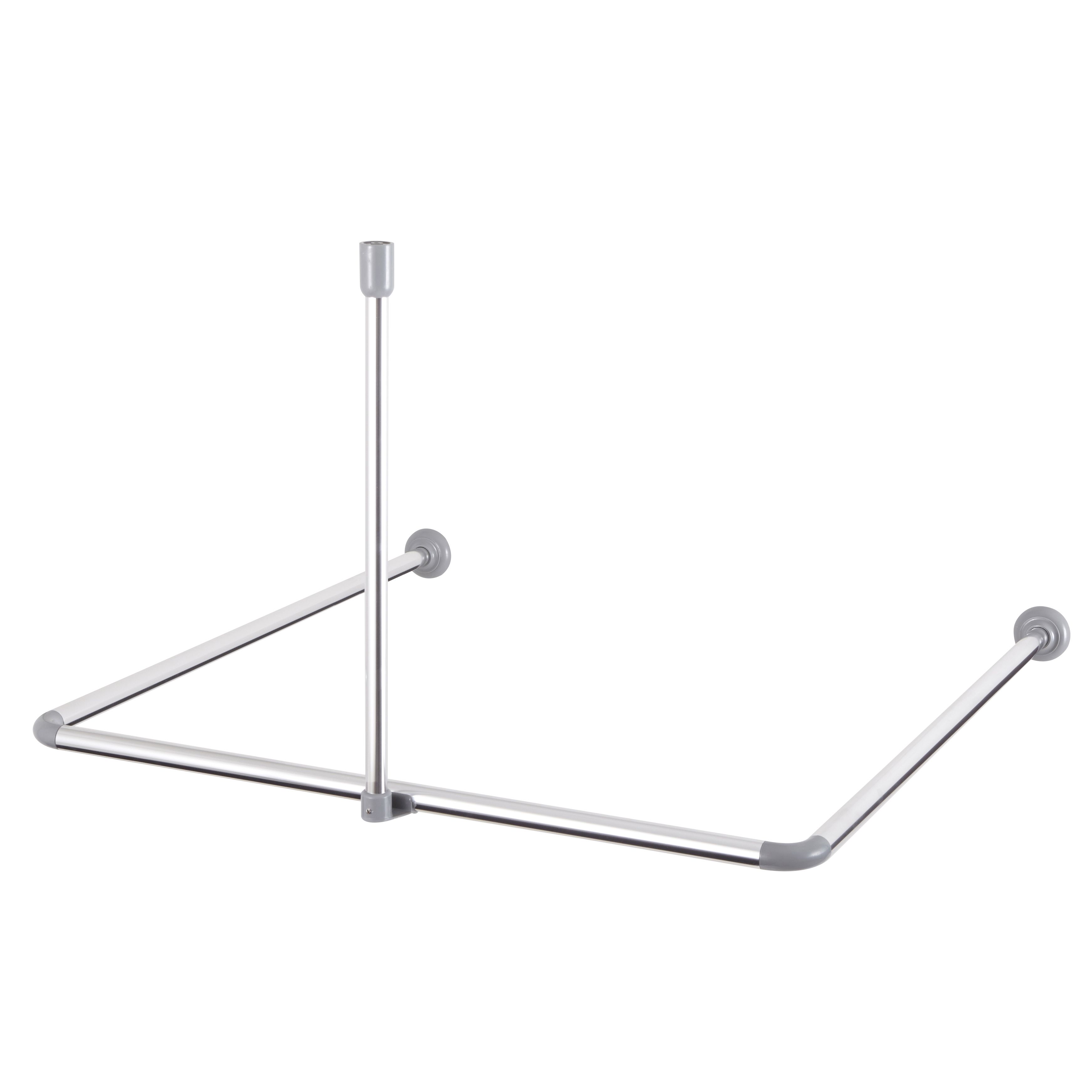 Cooke & Lewis Nira Metal Chrome effect Angled Shower curtain rod (L)90cm