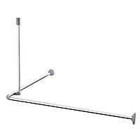 Cooke & Lewis Nira Metal Chrome effect Non extendable Angled Shower curtain rod (L)0.8m