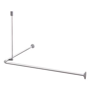 Cooke & Lewis Nira Metal Chrome effect Non extendable Angled Shower curtain rod (L)0.8m