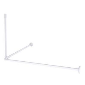 Cooke & Lewis Nira White Non extendable Angled Shower curtain rod (L)0.8m