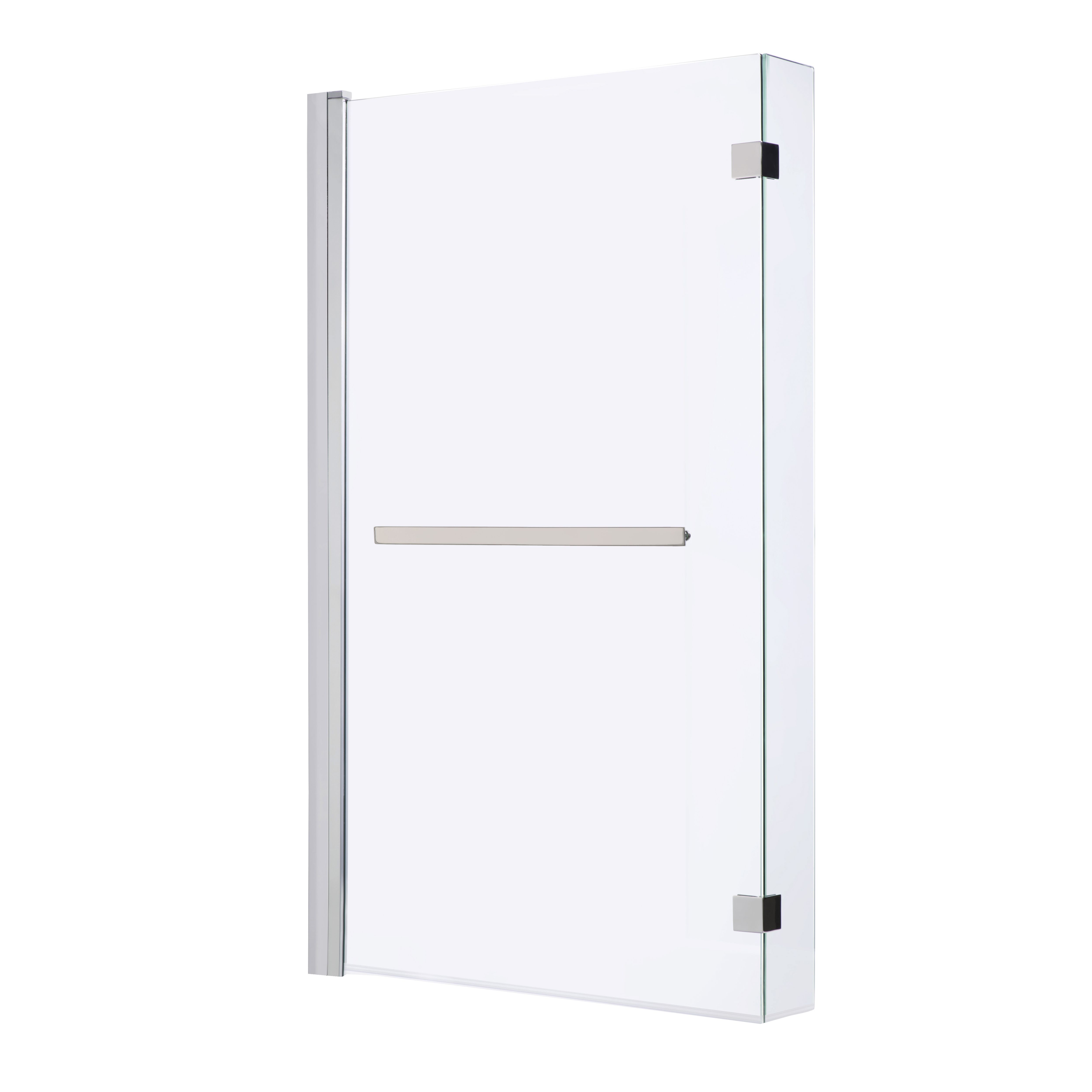 Cooke & Lewis Nubia L-shaped Silver effect frame Bath screen, (H)140cm (W)815mm