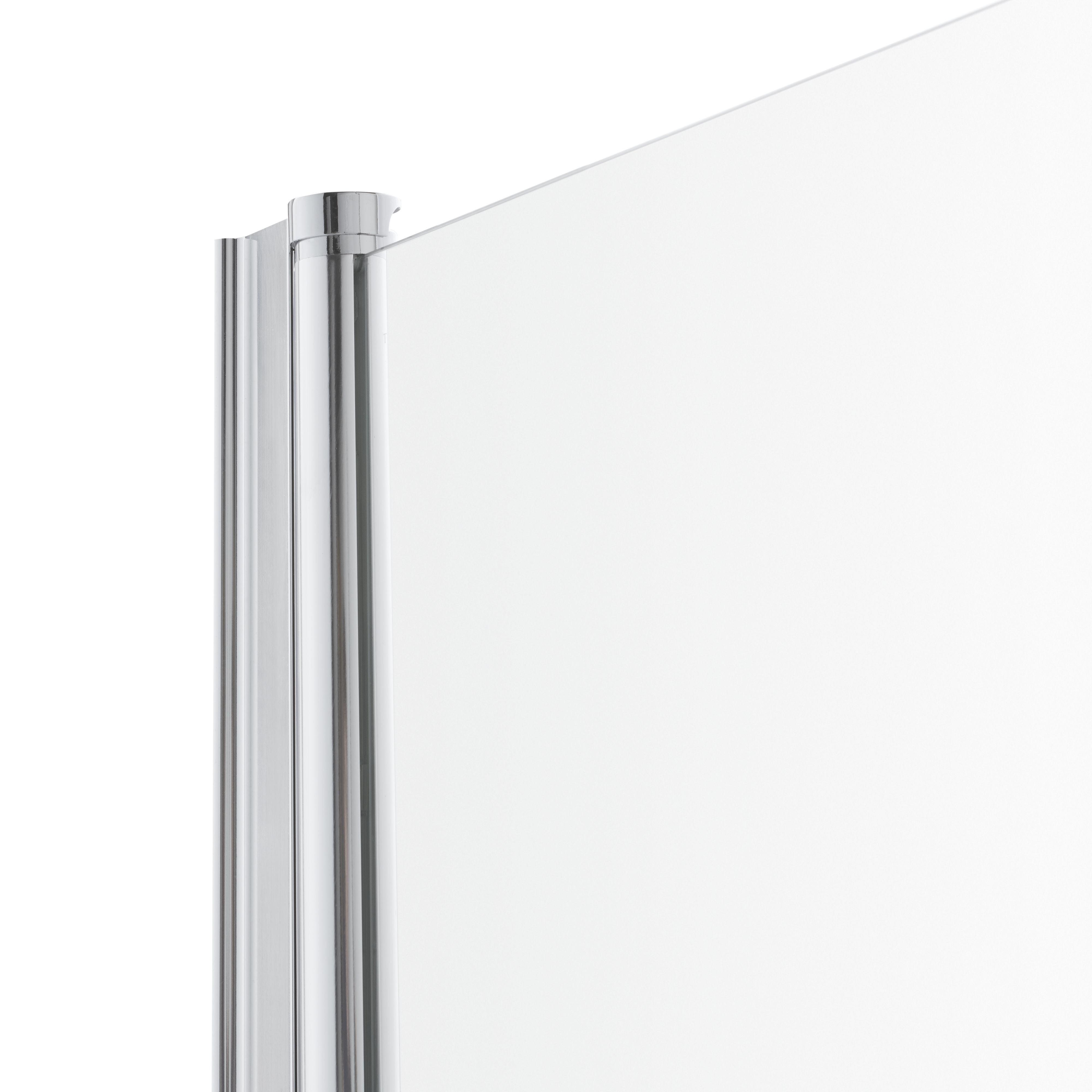 Cooke & Lewis Nubia L-shaped Silver effect frame Bath screen, (H)140cm (W)815mm