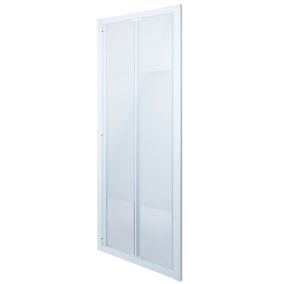 Cooke & Lewis Onega Blanc Frosted Strip Bi-fold Shower Door (H)190cm (W)80cm