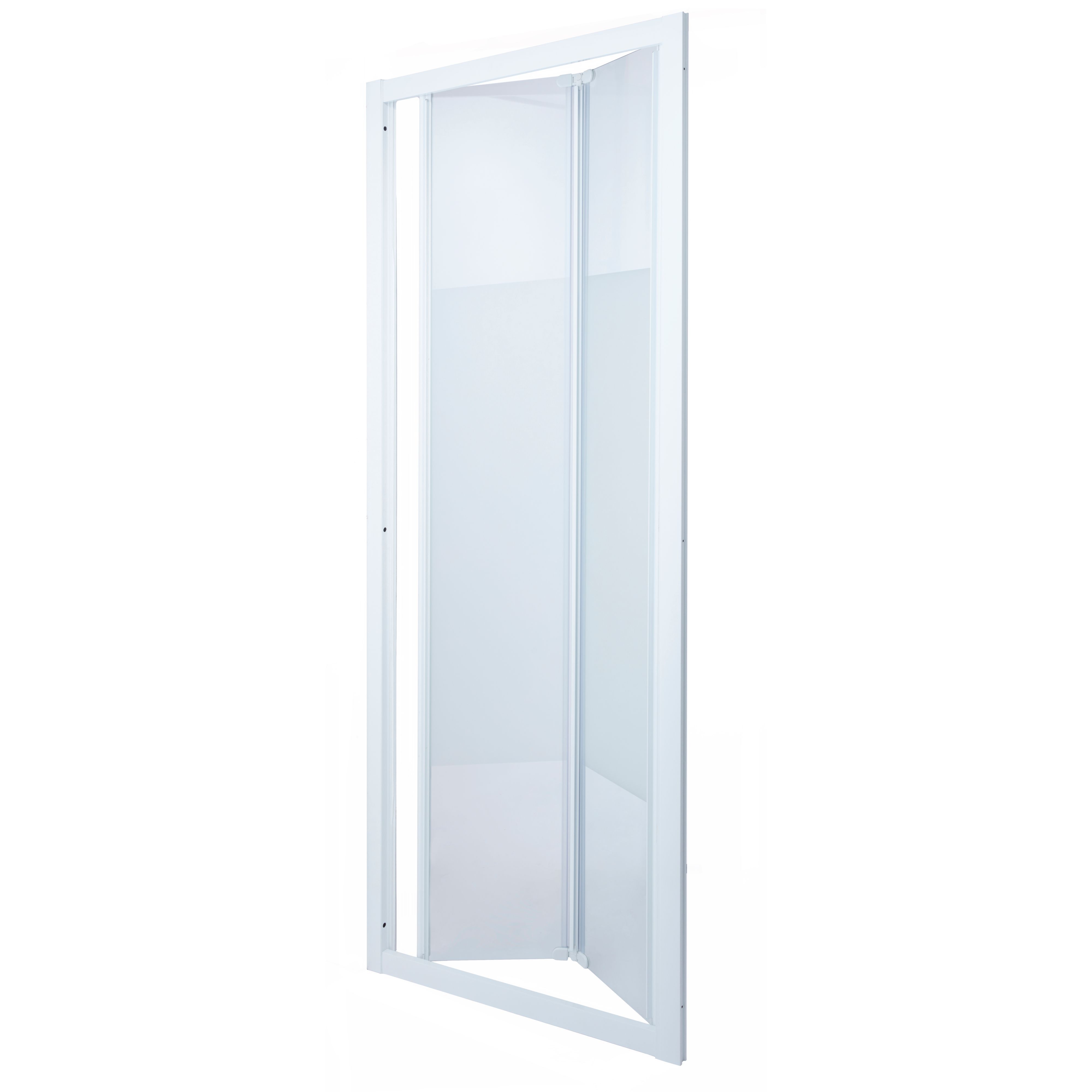Cooke & Lewis Onega Blanc Frosted Strip Bi-fold Shower Door (H)190cm (W)80cm