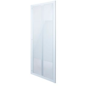 Cooke & Lewis Onega Blanc Frosted Striped pattern Folding Shower Door (H)190cm (W)90cm