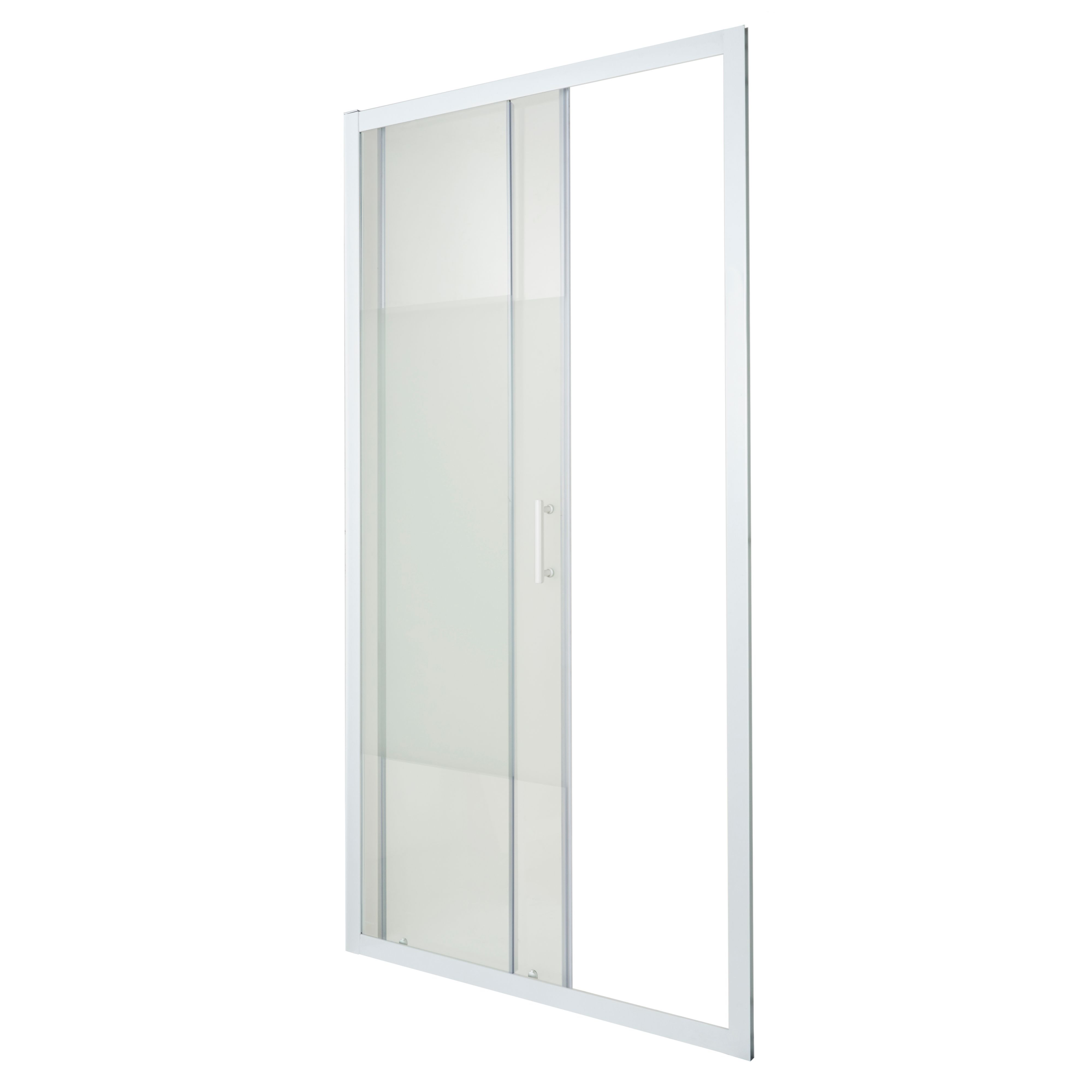Cooke & Lewis Onega Blanc Frosted Striped pattern Sliding Shower Door (H)190cm (W)120cm