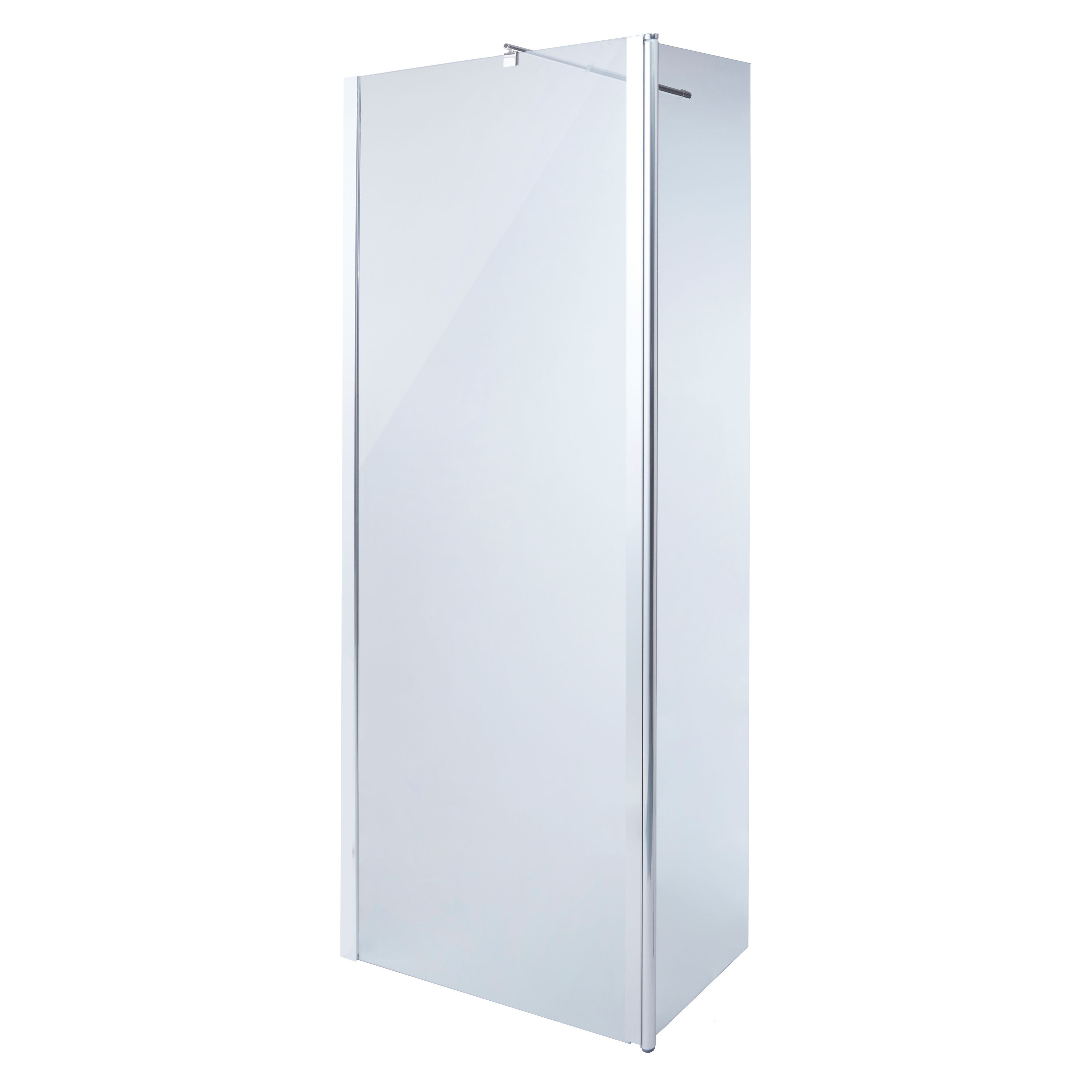 Cooke & Lewis Onega Chrome effect Clear Walk-in Wet room glass screen & bar (H)195cm (W)80cm