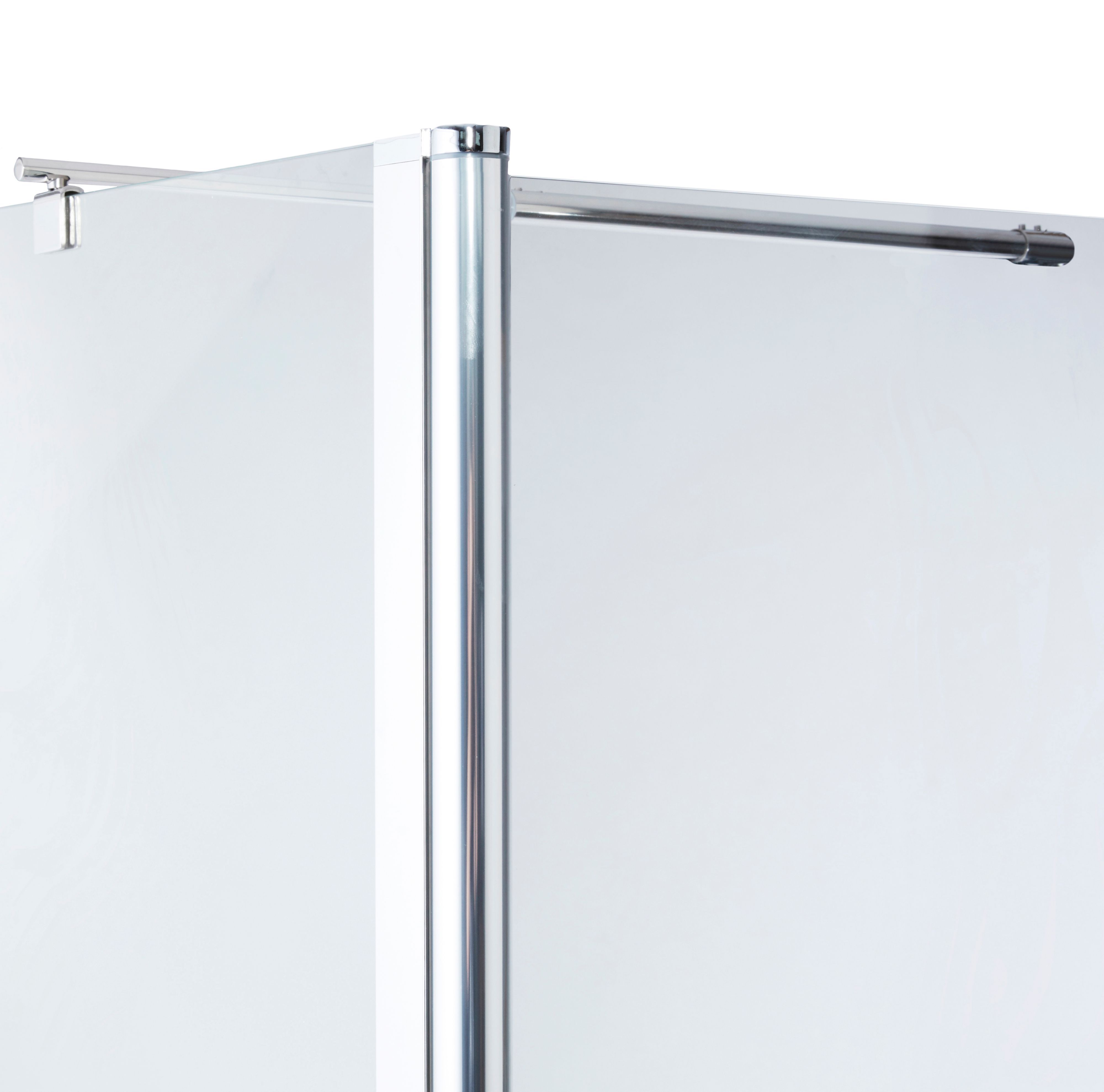 Cooke & Lewis Onega Chrome effect Clear Walk-in Wet room glass screen & bar (H)195cm (W)80cm