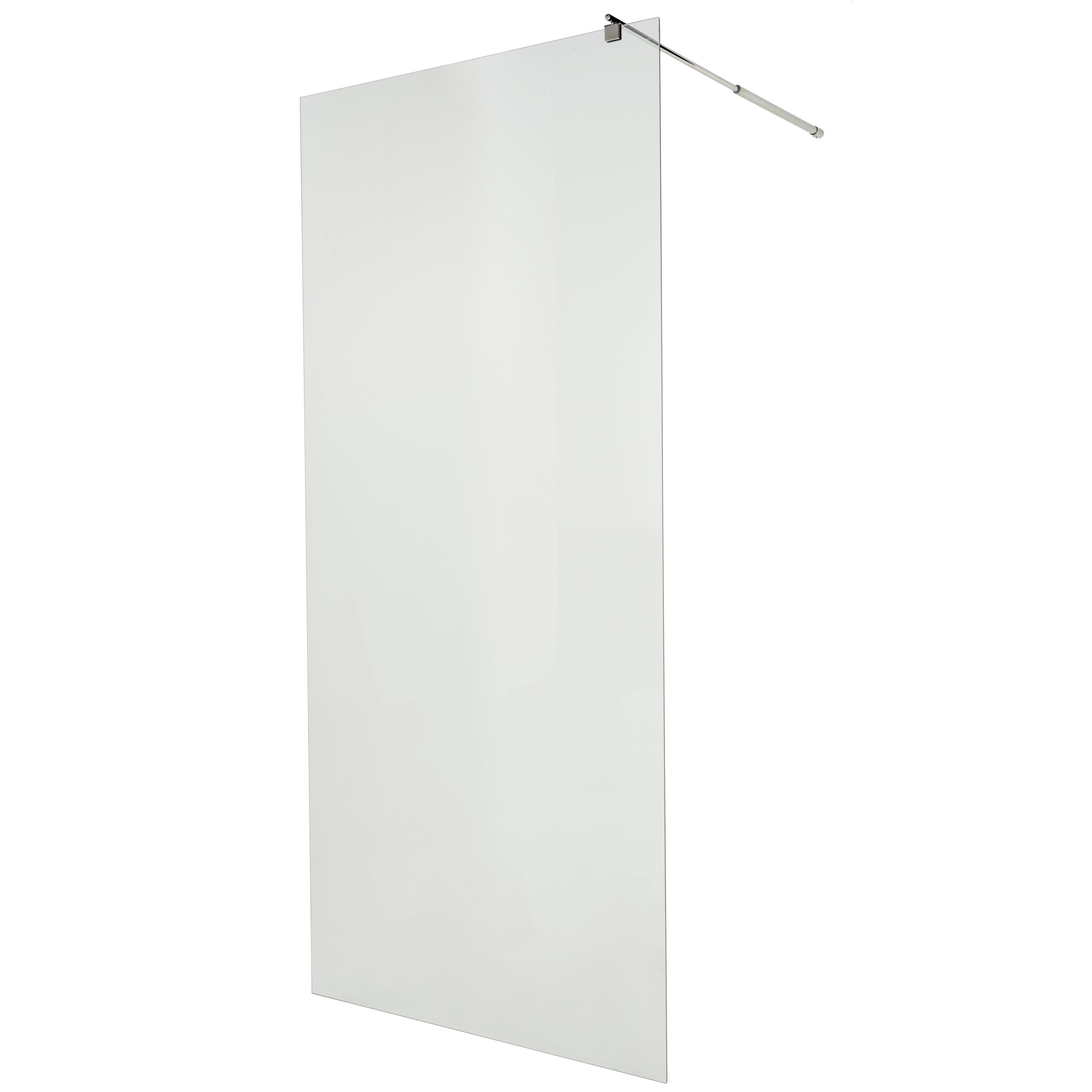 Cooke & Lewis Onega Chrome effect Clear Walk-in Wet room glass screen (H)195cm (W)120cm