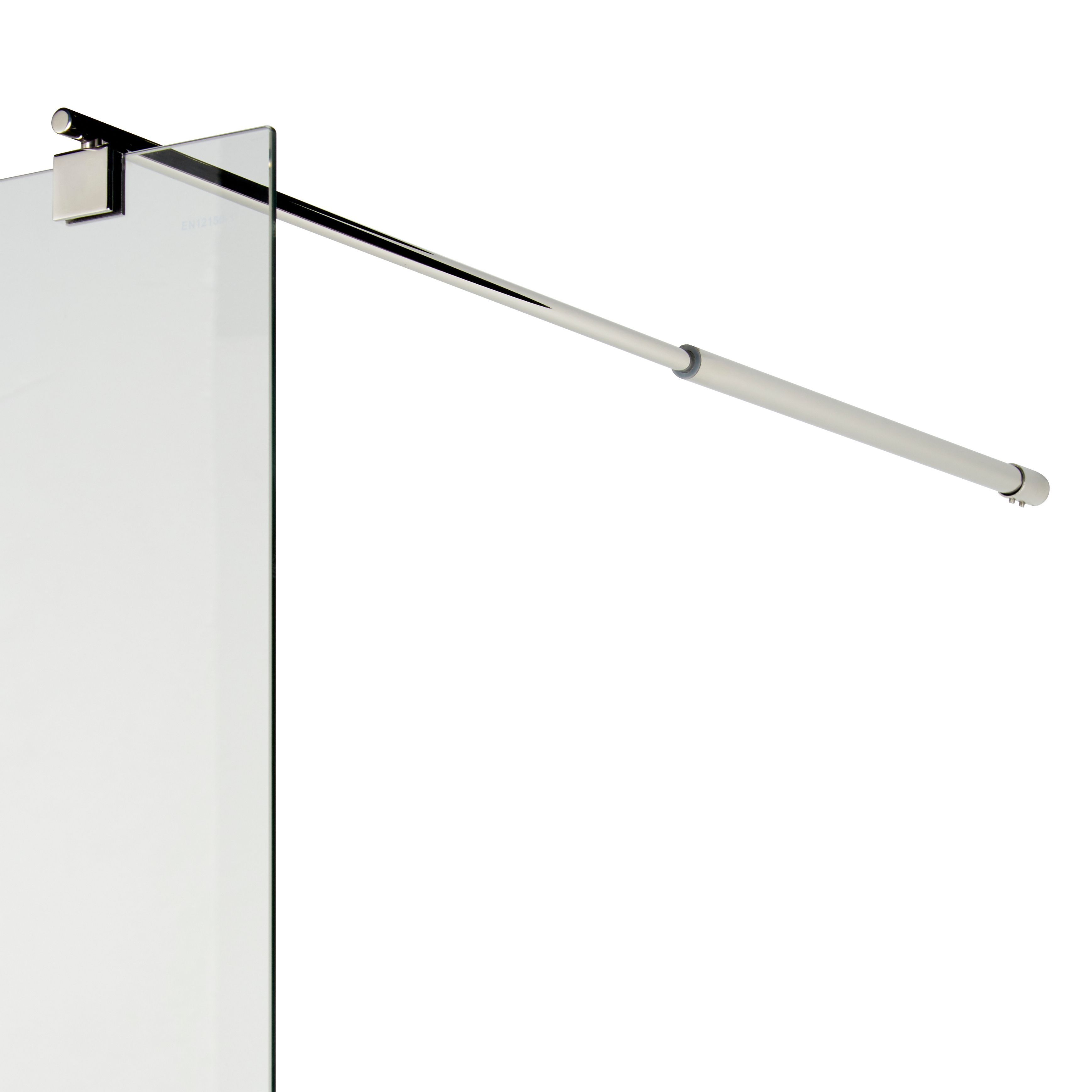 Cooke & Lewis Onega Chrome effect Clear Walk-in Wet room glass screen (H)195cm (W)120cm