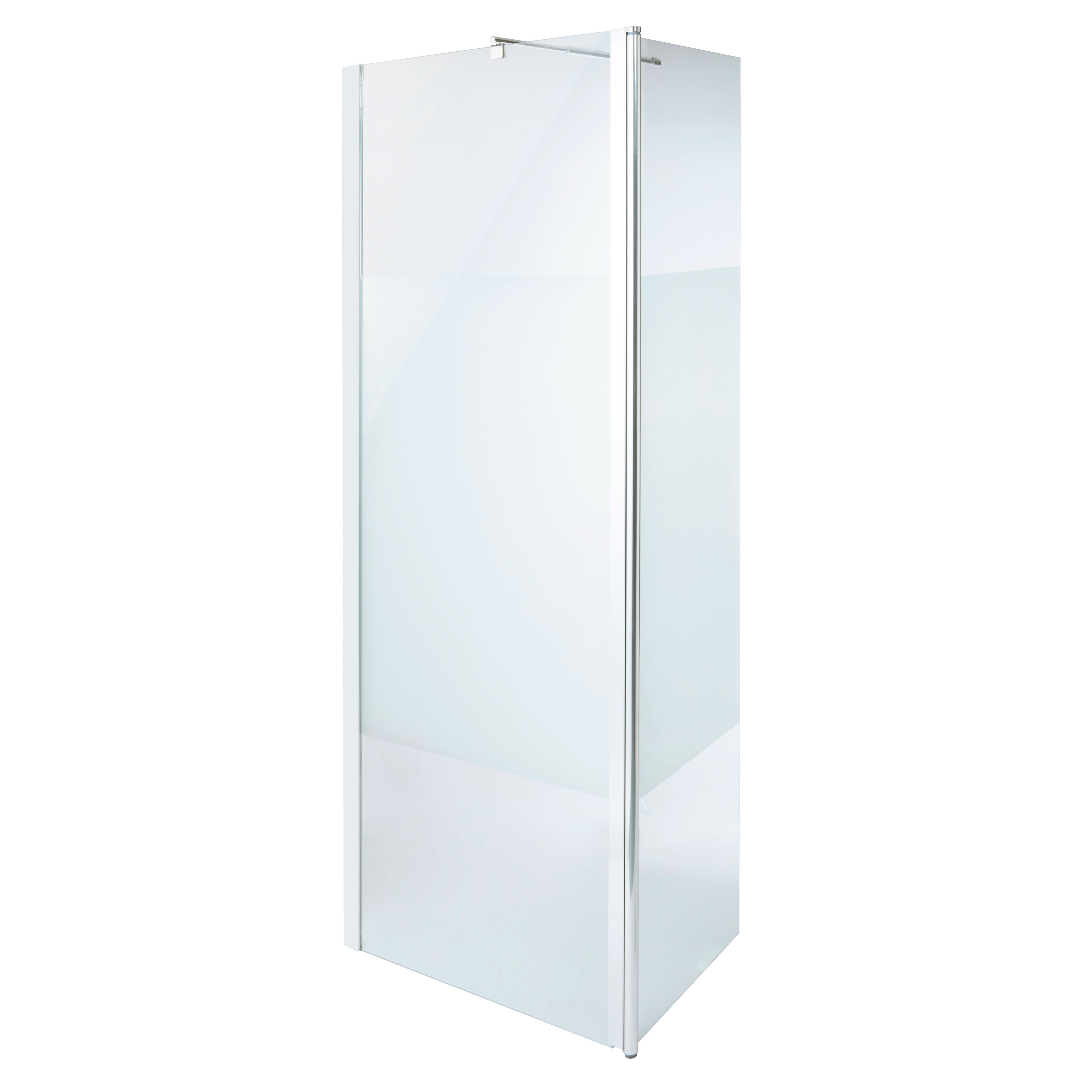 Cooke & Lewis Onega Chrome effect Frosted Walk-in Wet room glass screen & bar (H)195cm (W)80cm