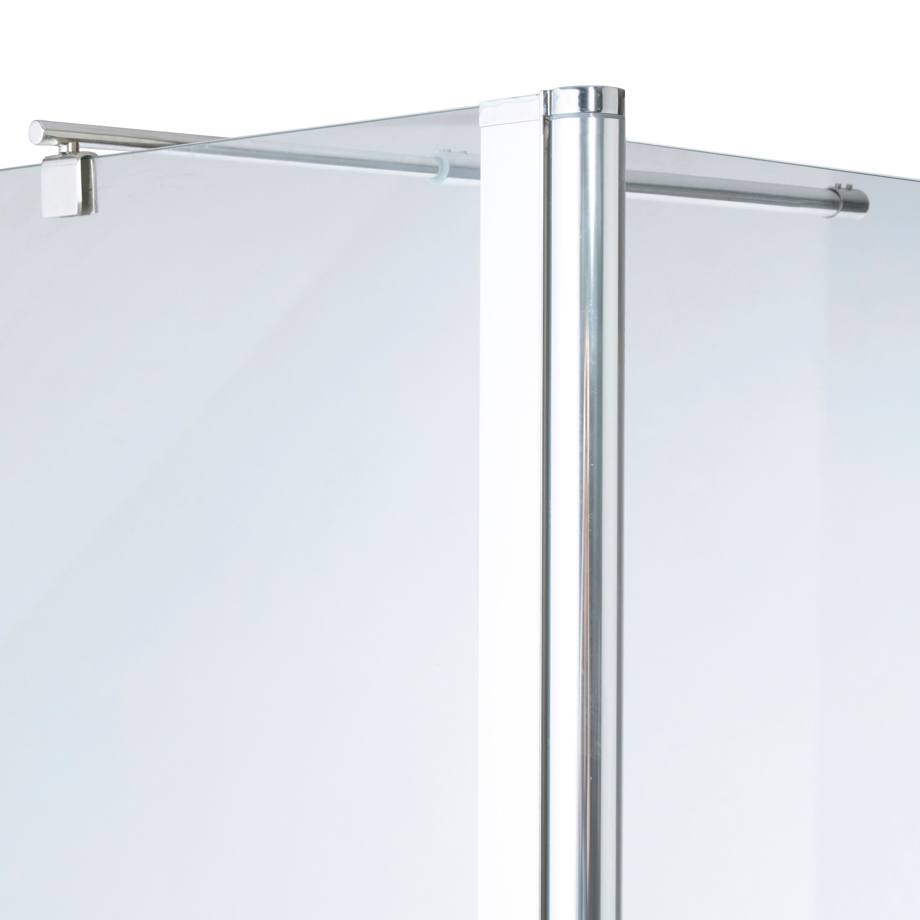 Cooke & Lewis Onega Chrome effect Frosted Walk-in Wet room glass screen & bar (H)195cm (W)80cm