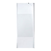 Cooke & Lewis Onega Chrome effect Frosted Walk-in Wet room glass screen & bar (H)195cm (W)80cm