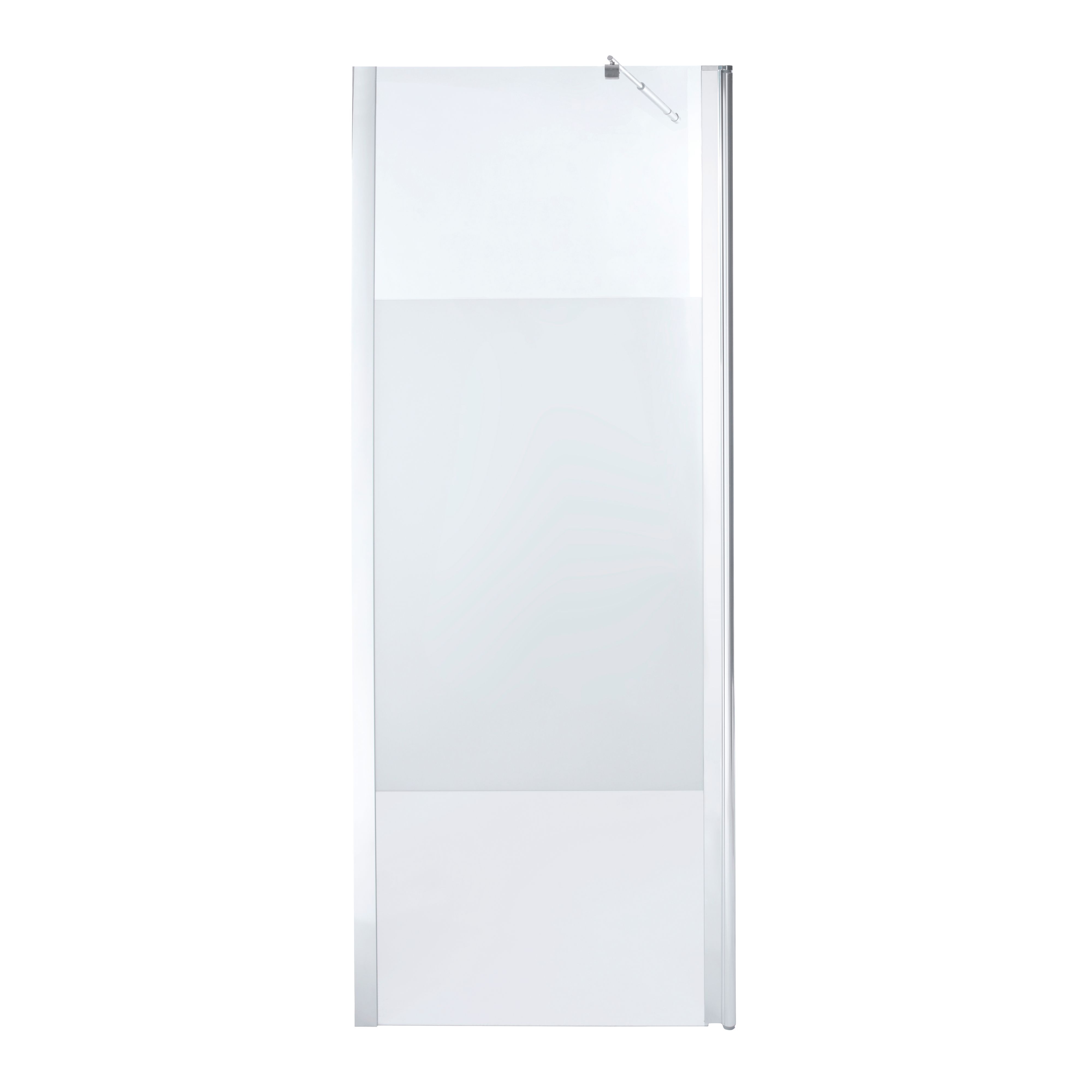 Cooke & Lewis Onega Chrome effect Frosted Walk-in Wet room glass screen & bar (H)195cm (W)80cm