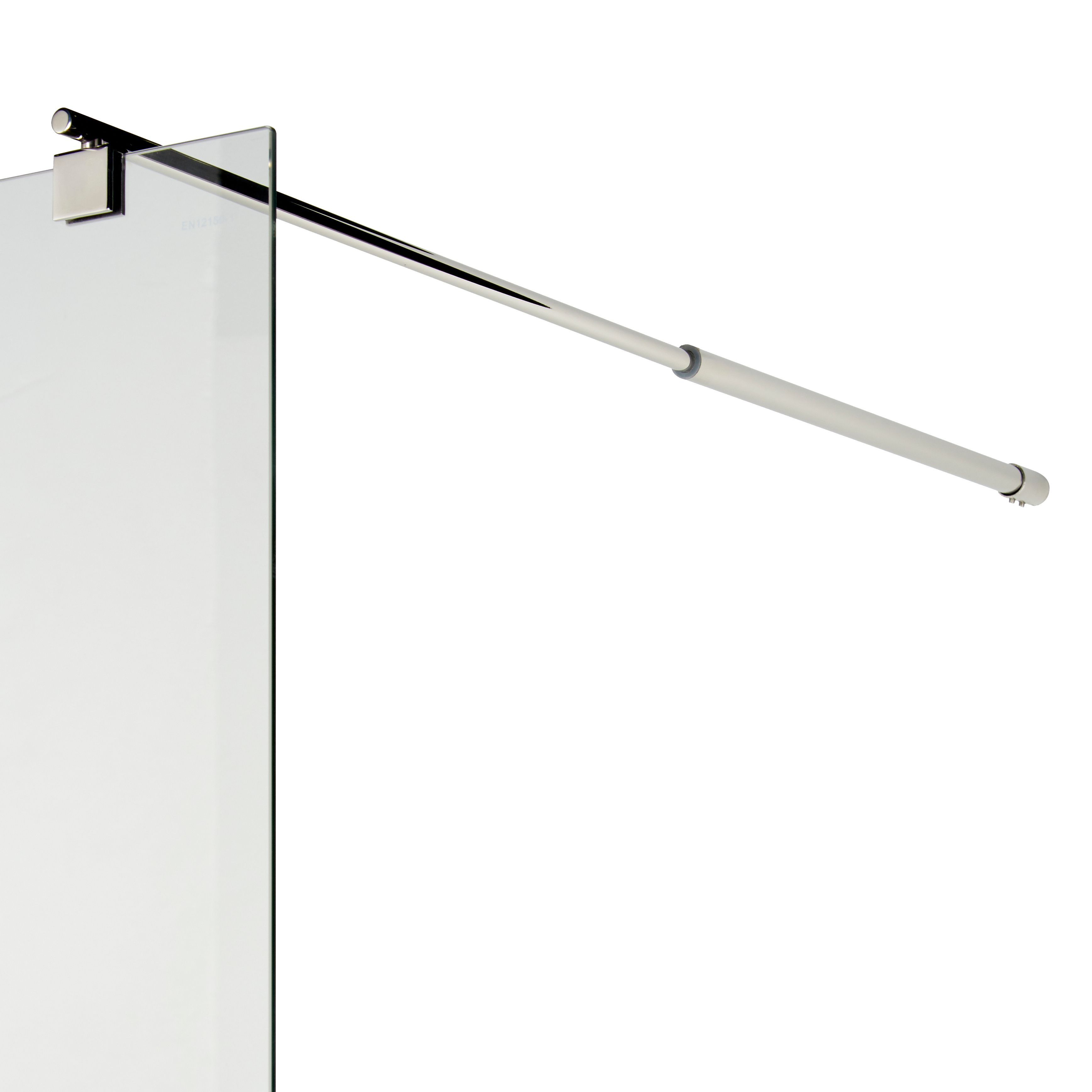 Cooke & Lewis Onega Chrome effect Frosted Walk-in Wet room glass screen & bar (H)195cm (W)90cm