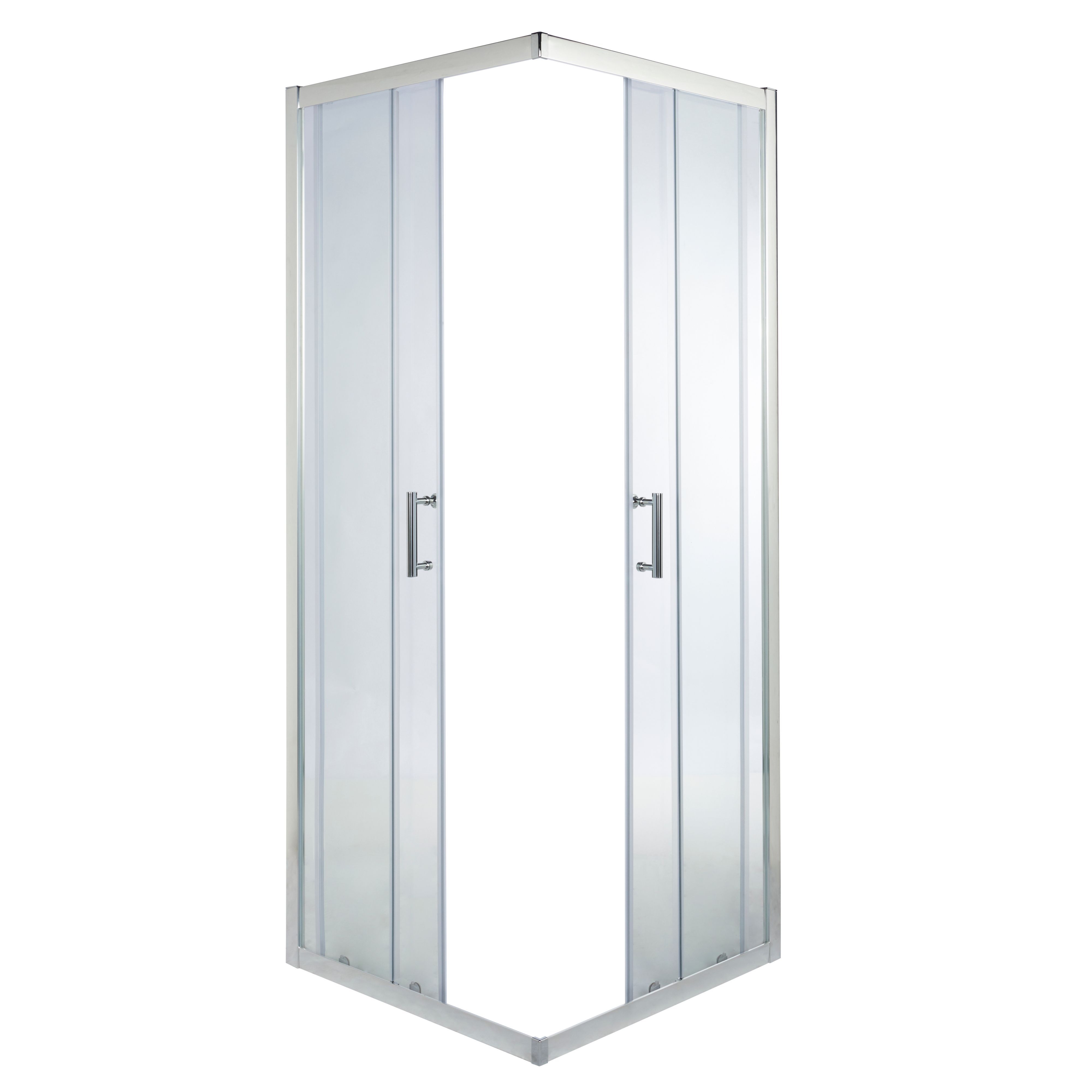 Cooke & Lewis Onega Clear Silver effect Universal Square Shower enclosure with Corner entry double sliding door (W)76cm (D)76cm