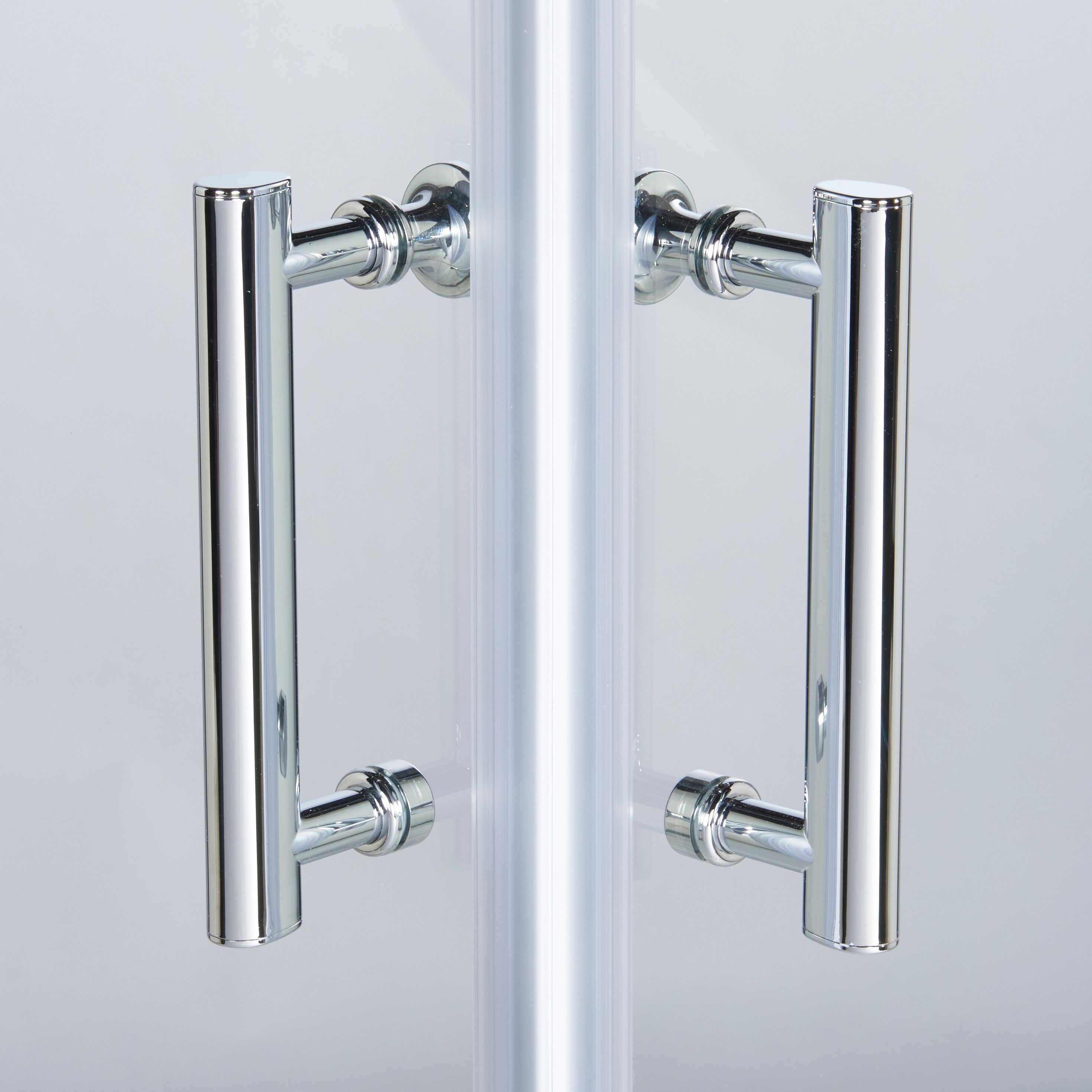 Cooke & Lewis Onega Clear Silver effect Universal Square Shower enclosure with Corner entry double sliding door (W)76cm (D)76cm