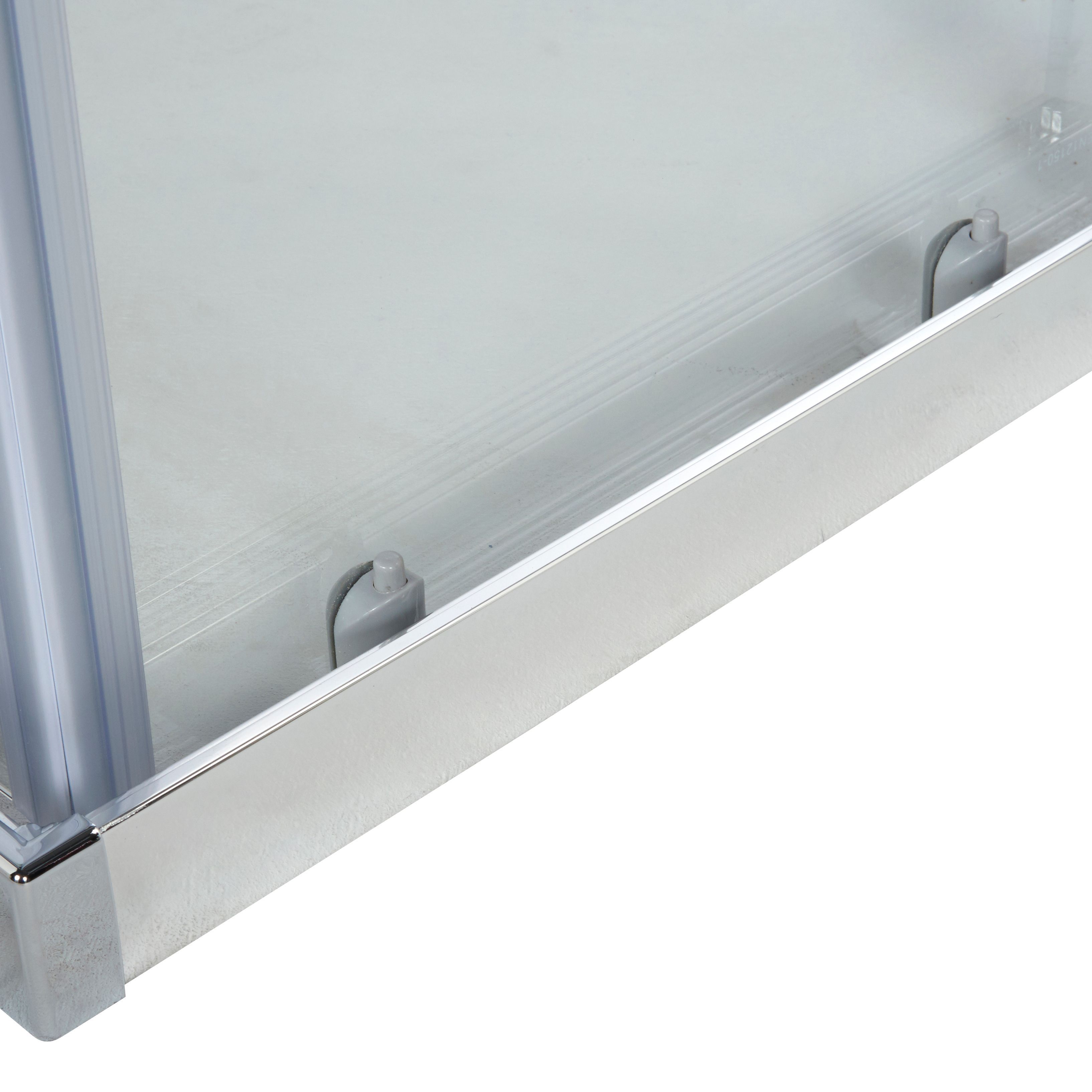 Cooke & Lewis Onega Clear Silver effect Universal Square Shower enclosure with Corner entry double sliding door (W)76cm (D)76cm