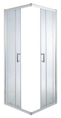 Cooke & Lewis Onega Framed Clear Silver effect Square Shower enclosure - Corner entry double sliding door (W)70cm (D)70cm