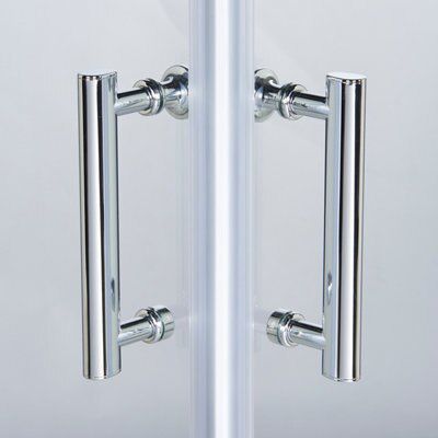 Cooke & Lewis Onega Framed Clear Silver effect Square Shower enclosure - Corner entry double sliding door (W)70cm (D)70cm