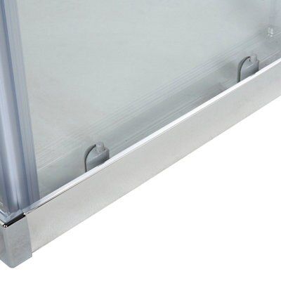Cooke & Lewis Onega Framed Clear Silver effect Square Shower enclosure - Corner entry double sliding door (W)70cm (D)70cm