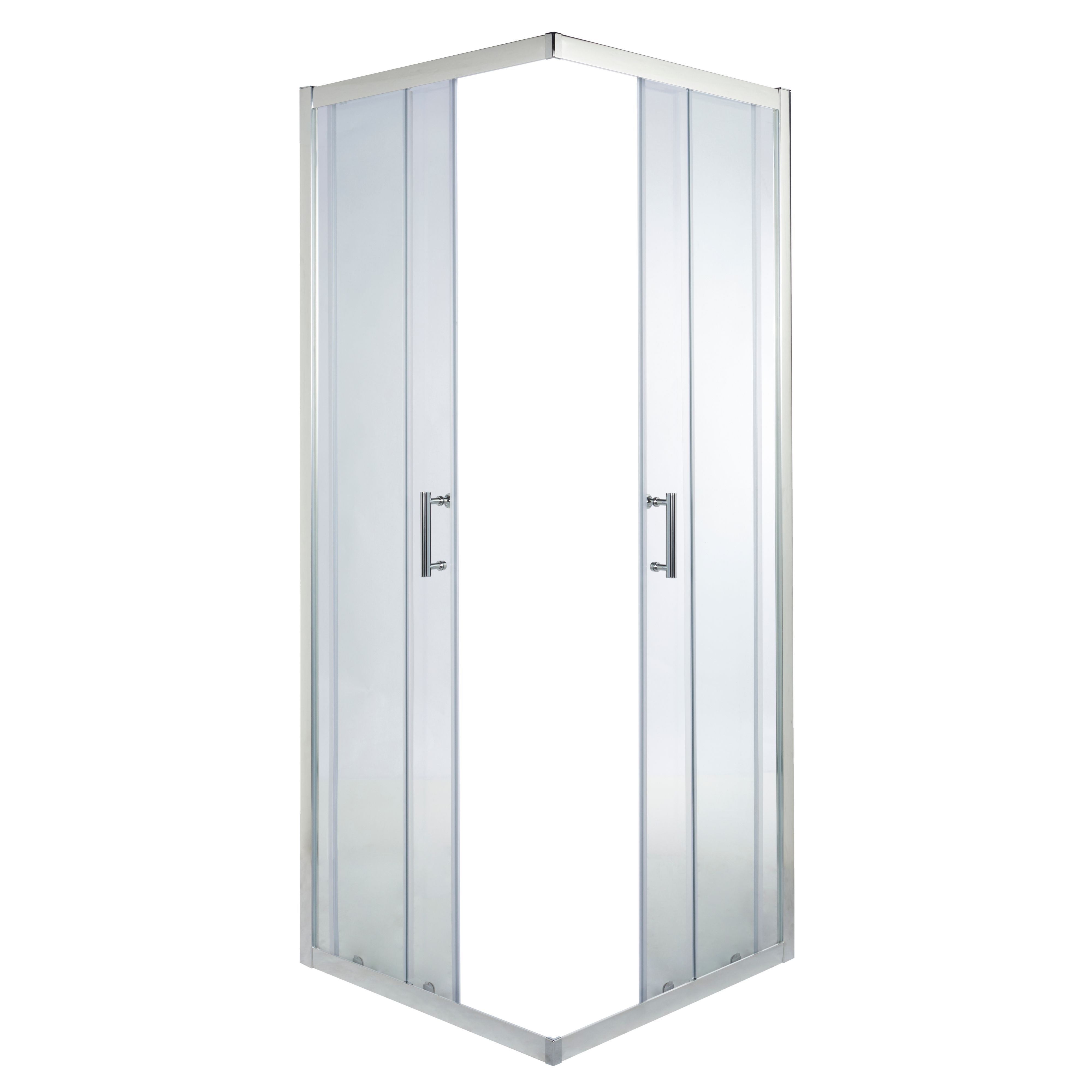 Cooke & Lewis Onega Framed Clear Silver effect Square Shower enclosure - Corner entry double sliding door (W)80cm (D)80cm