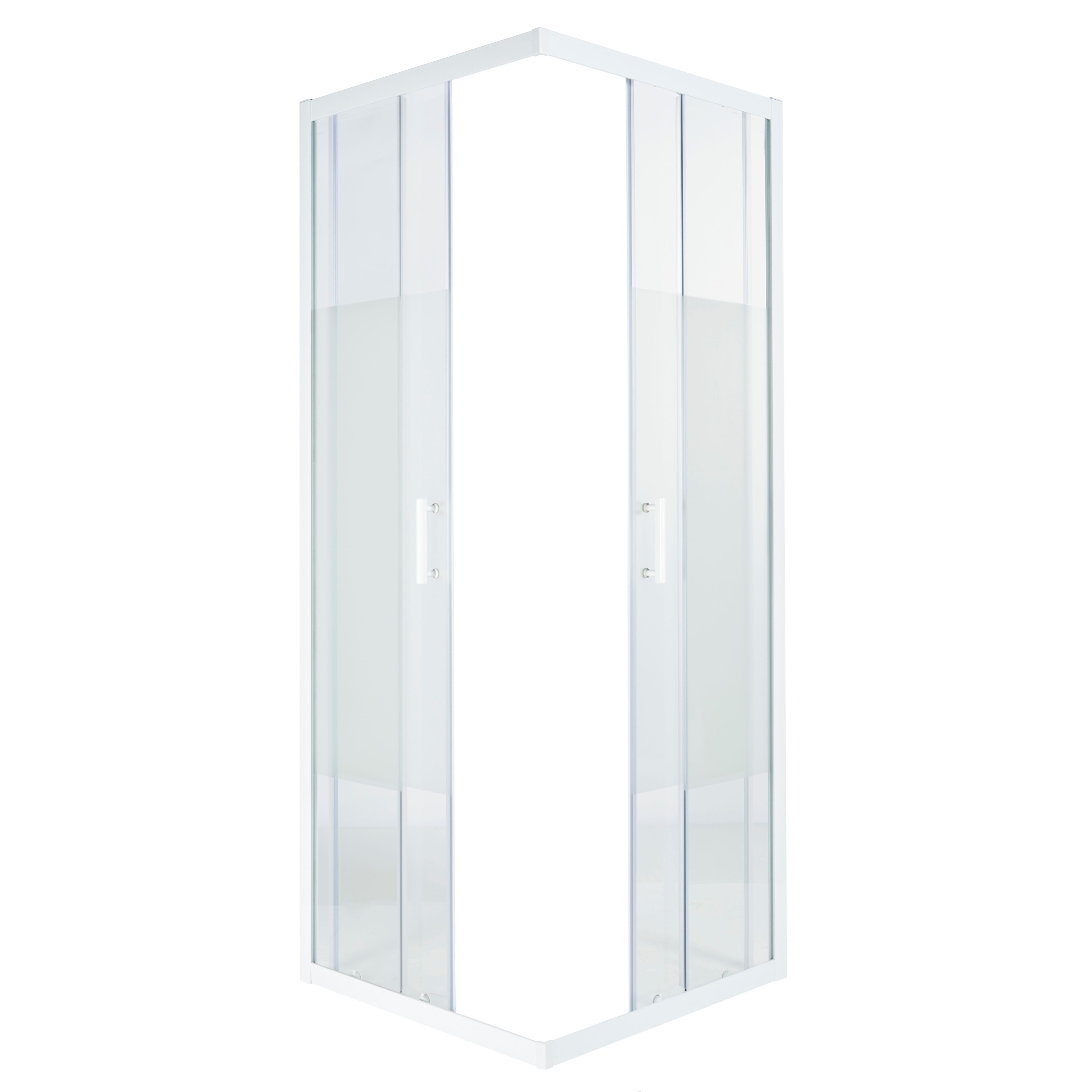 Cooke & Lewis Onega Framed Frosted Square Shower enclosure - Corner entry double sliding door (W)80cm (D)80cm