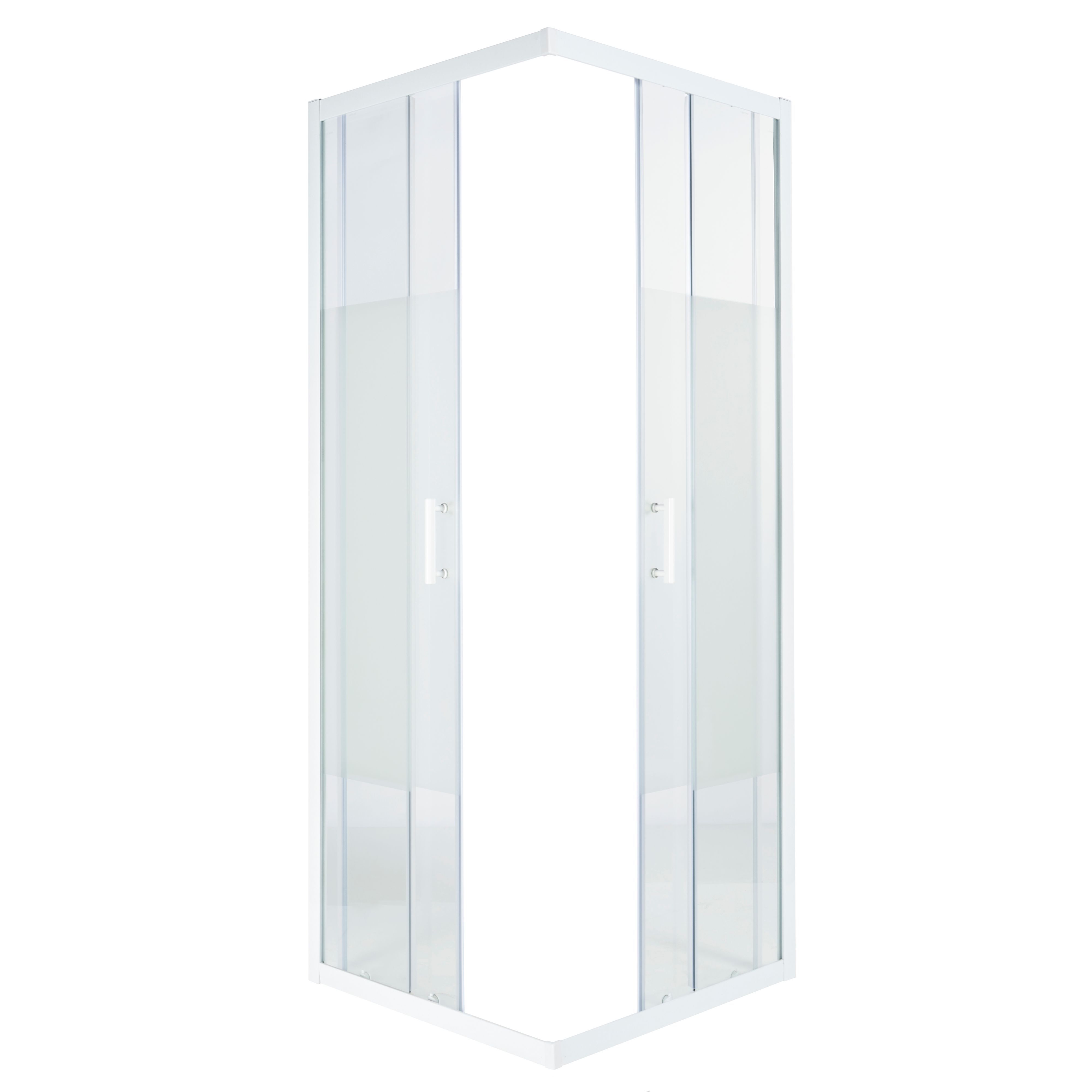 Cooke & Lewis Onega Framed Frosted Square Shower enclosure - Corner entry double sliding door (W)90cm (D)90cm