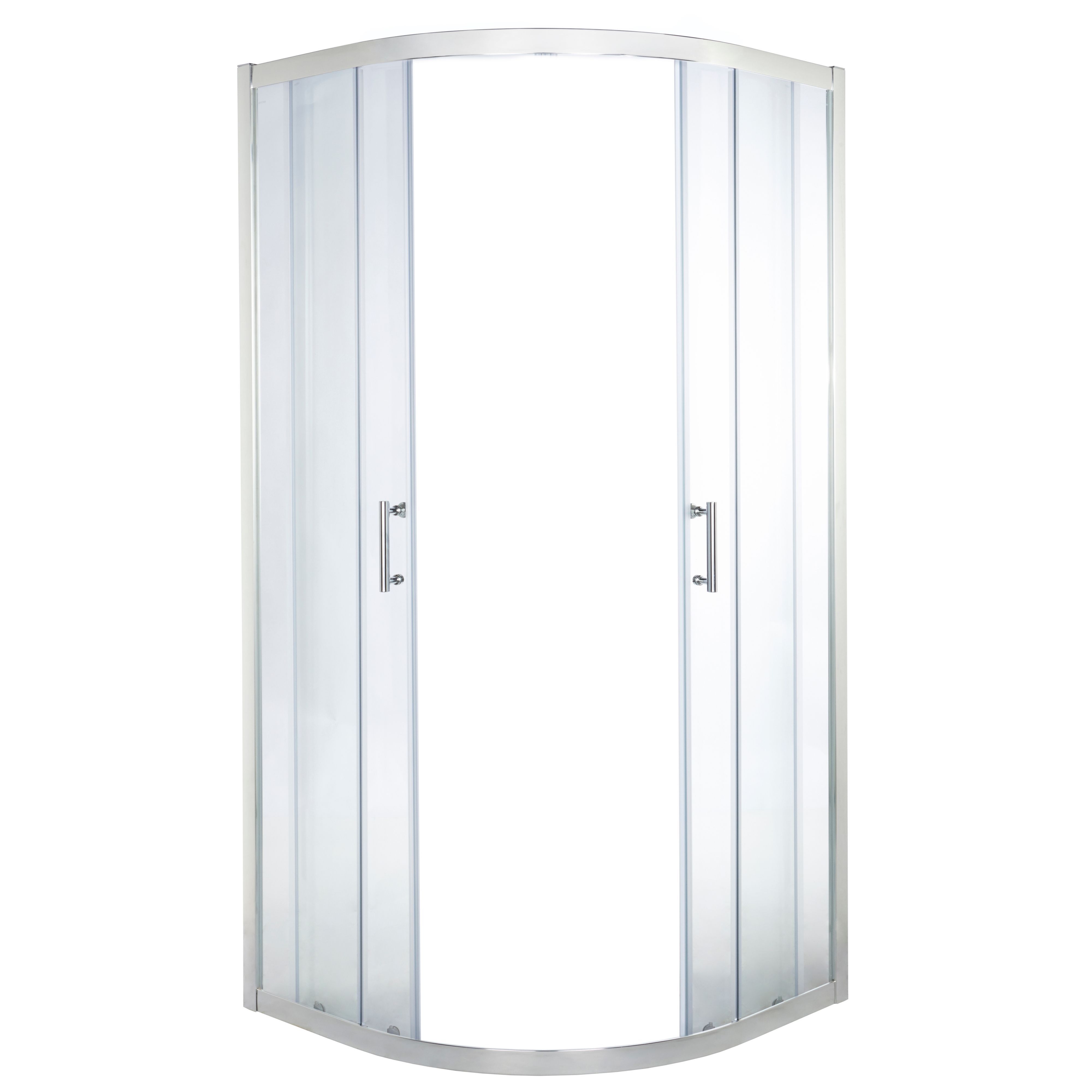Cooke & Lewis Onega Framed Transparent Silver effect Quadrant Shower enclosure - Corner entry double sliding door (W)80cm (D)80cm